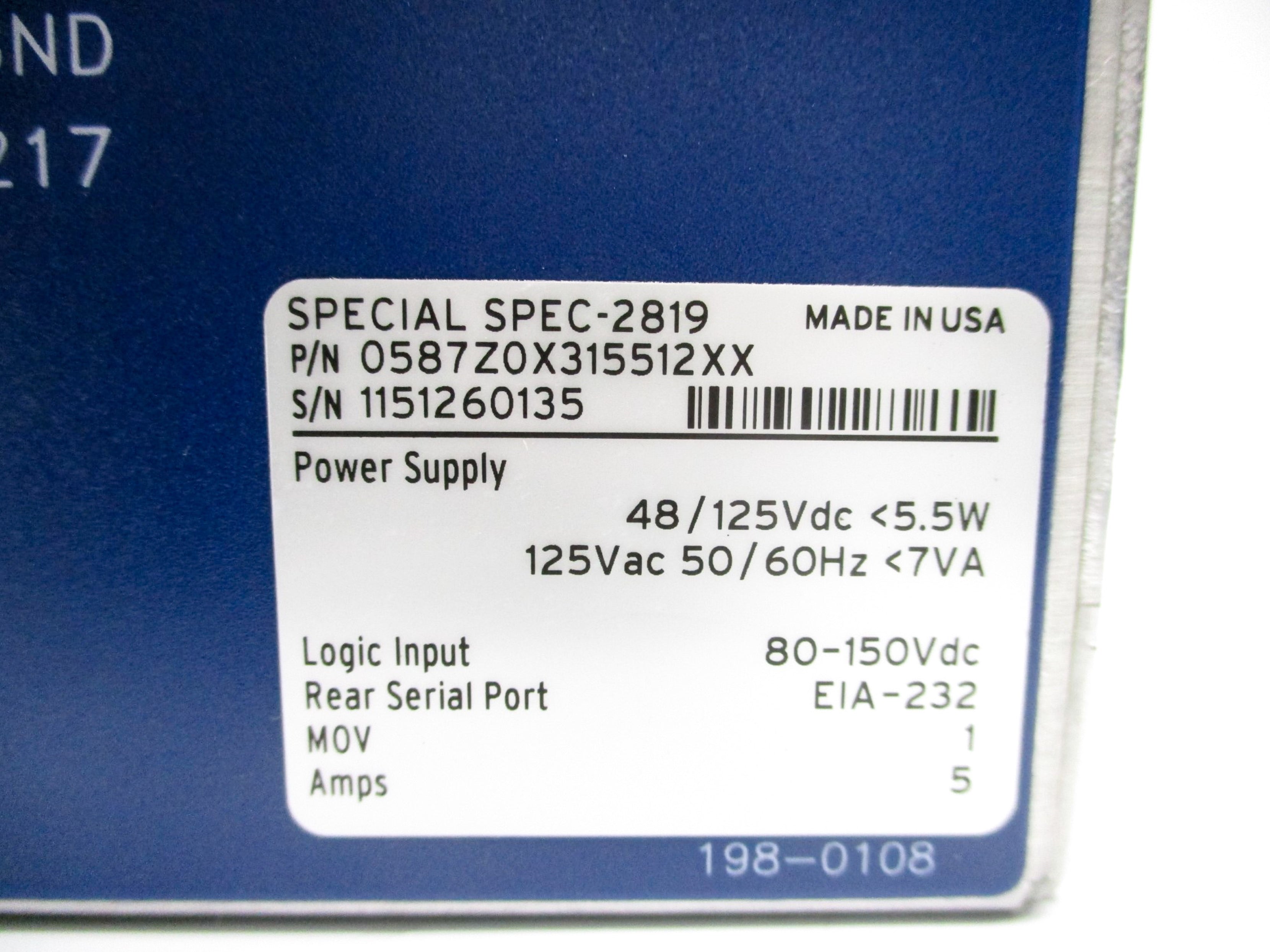 SEL SEL-587Z 0587Z0X315512XX NSMP