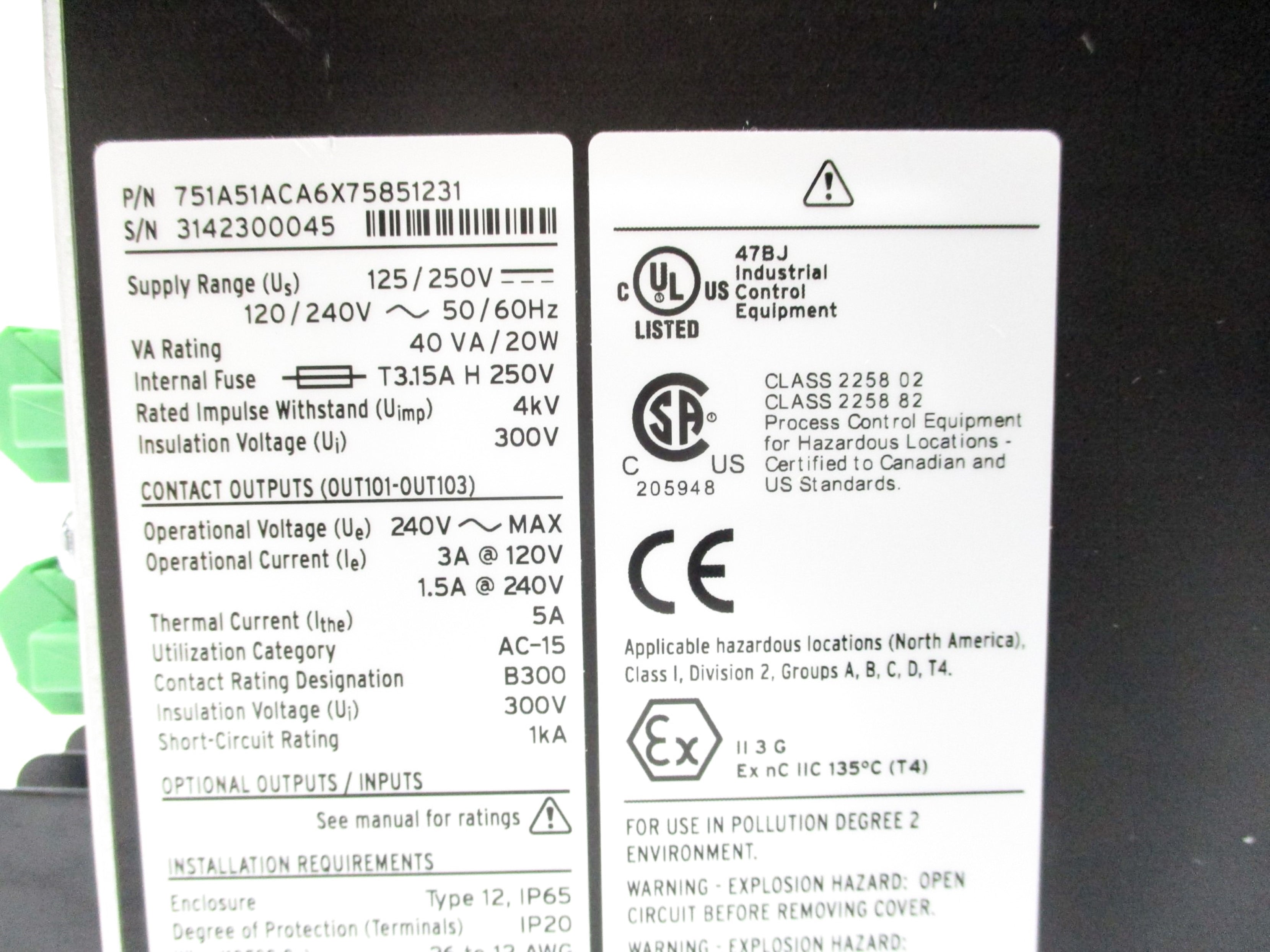 SEL SEL-751A 751A51ACA6X75851231 REMAN