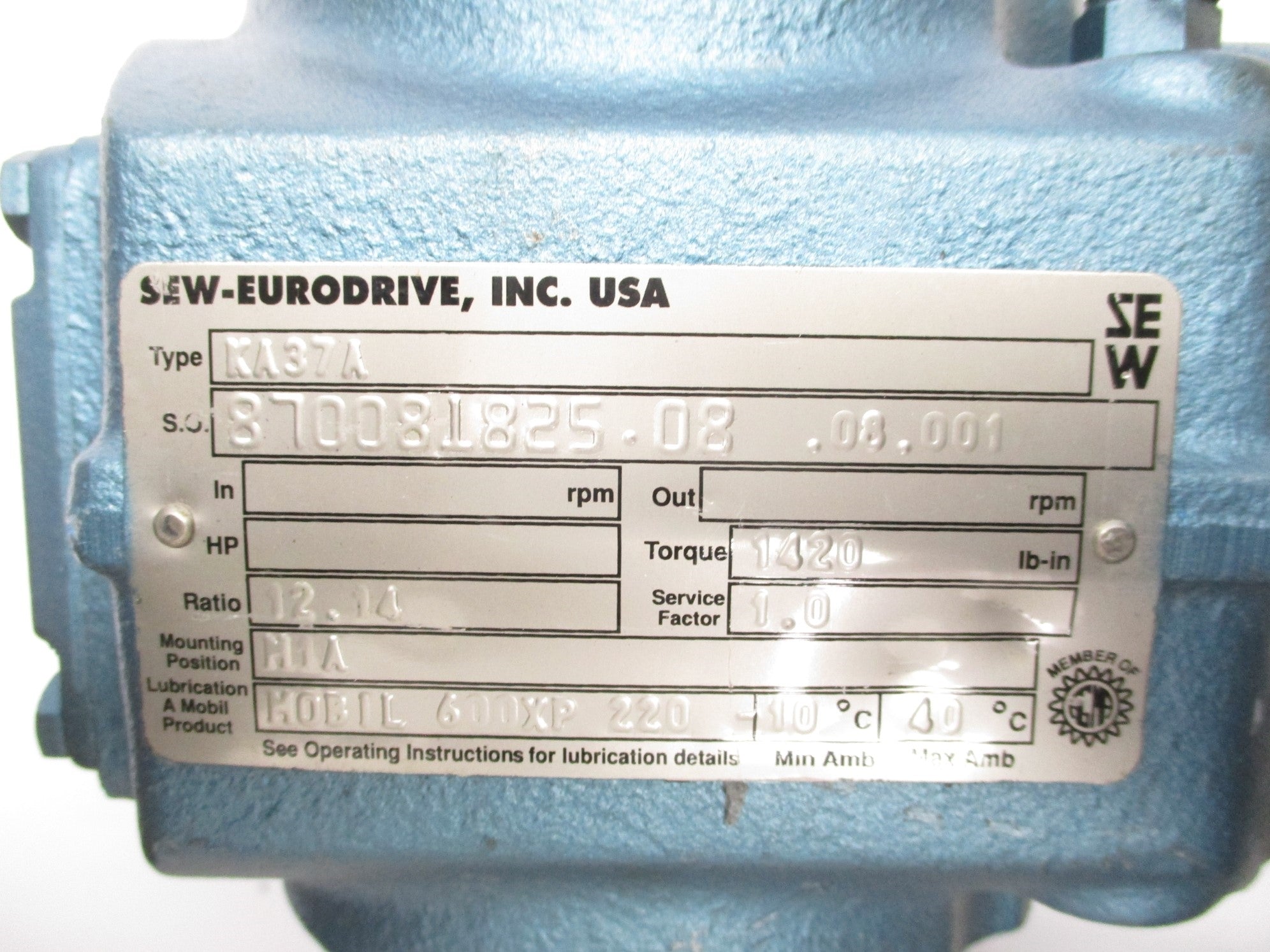 SEW EURODRIVE KA37A NSNP