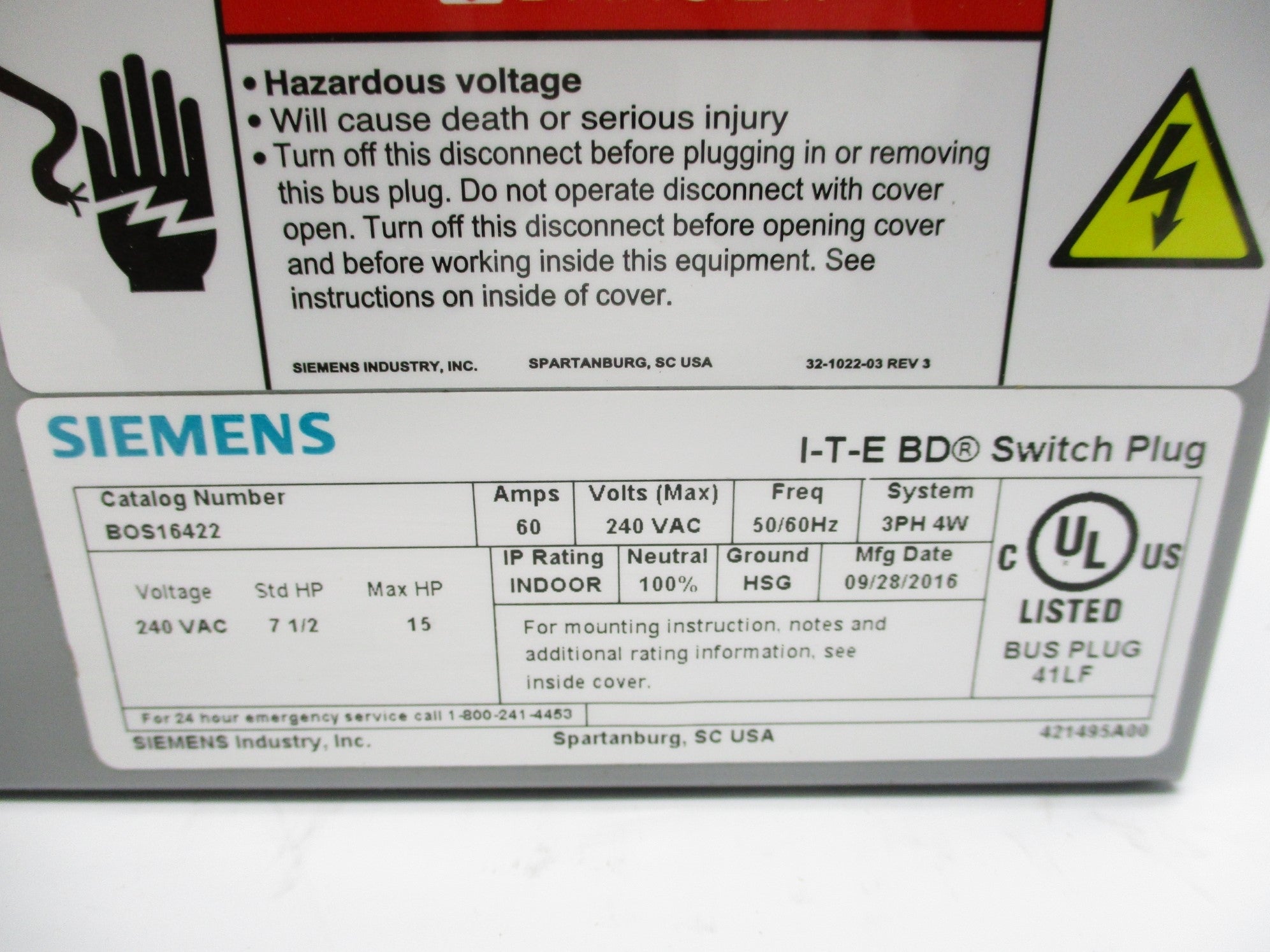SIEMENS BOS16422 60A NSMP