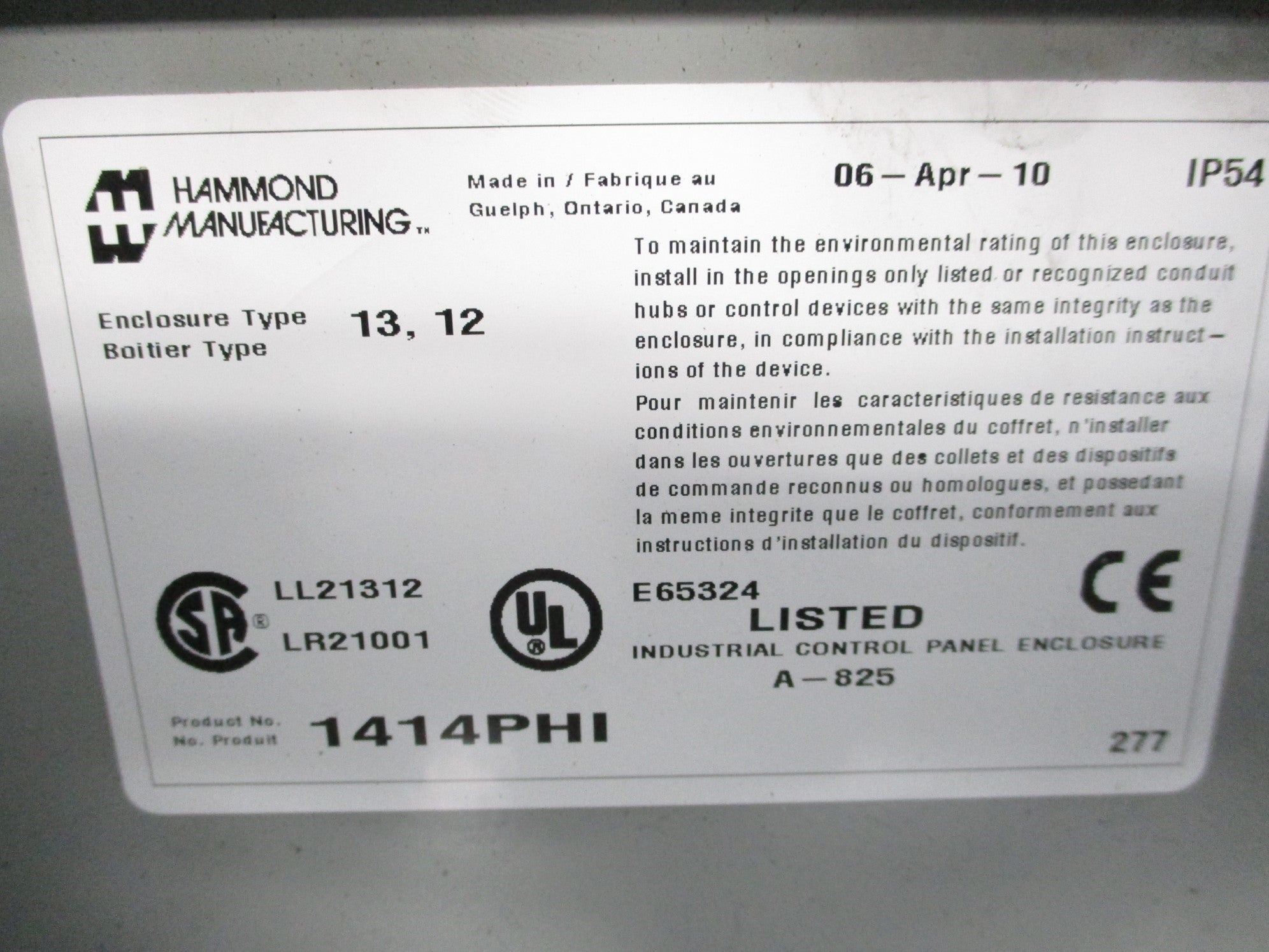 HAMMOND 1414PHI UNMP