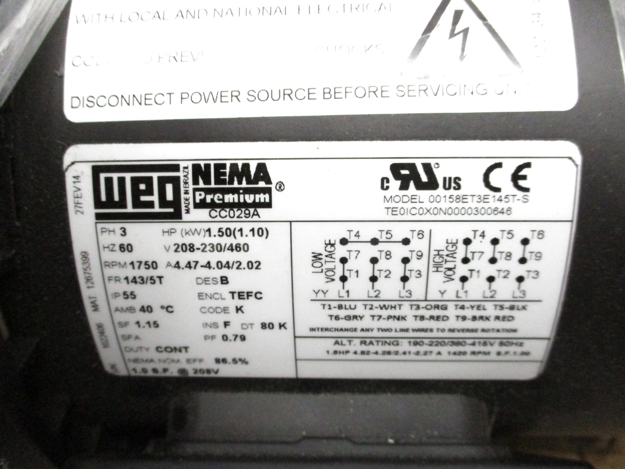WEG 00158ET3E145T-S NSMP