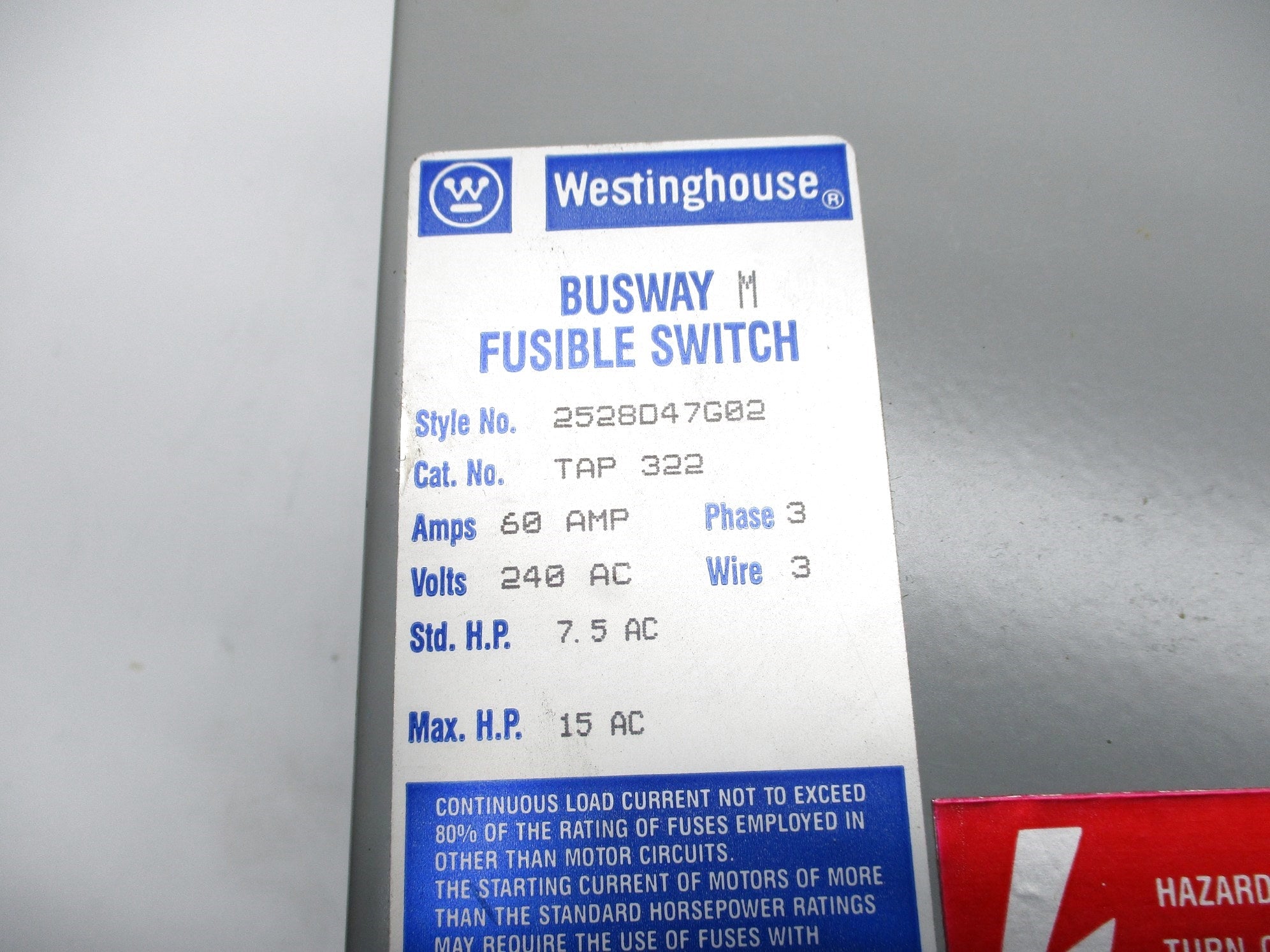 WESTINGHOUSE TAP-322 2528D47G02 NSMP