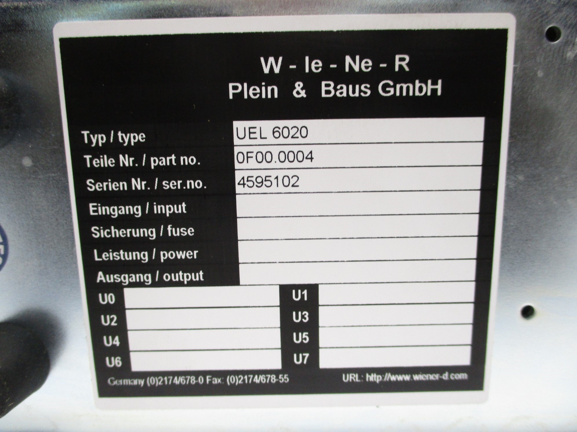 WIENER UEL-6020 0F00-0004 NSNP