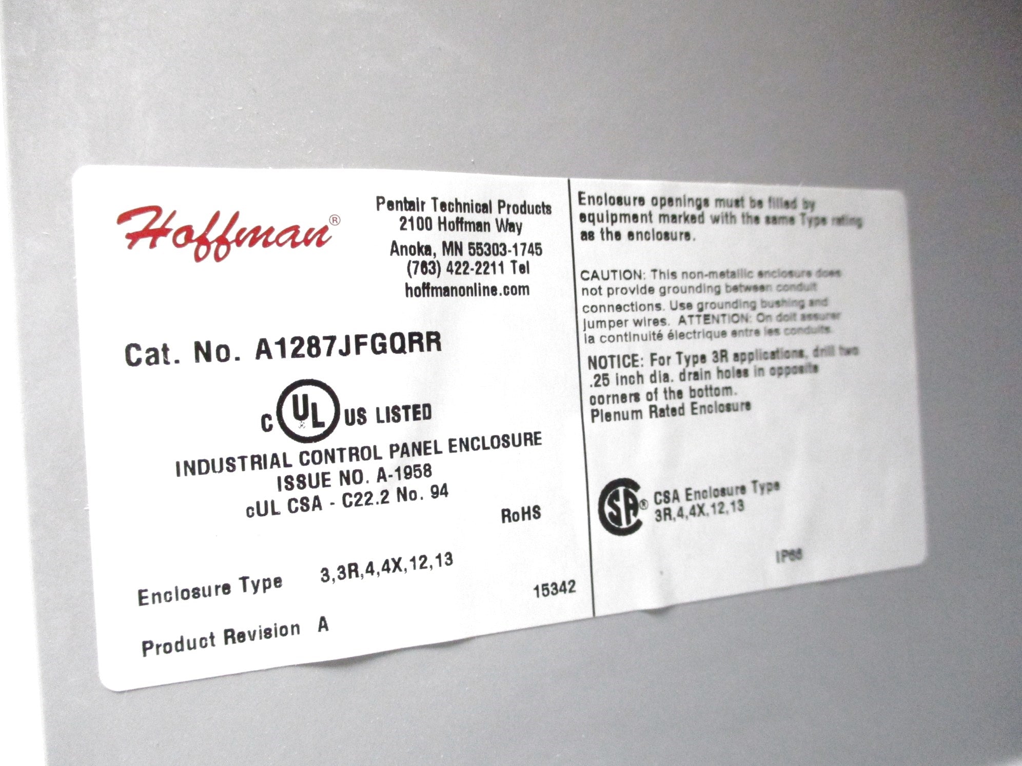 HOFFMAN A1287JFGQRR NSMP