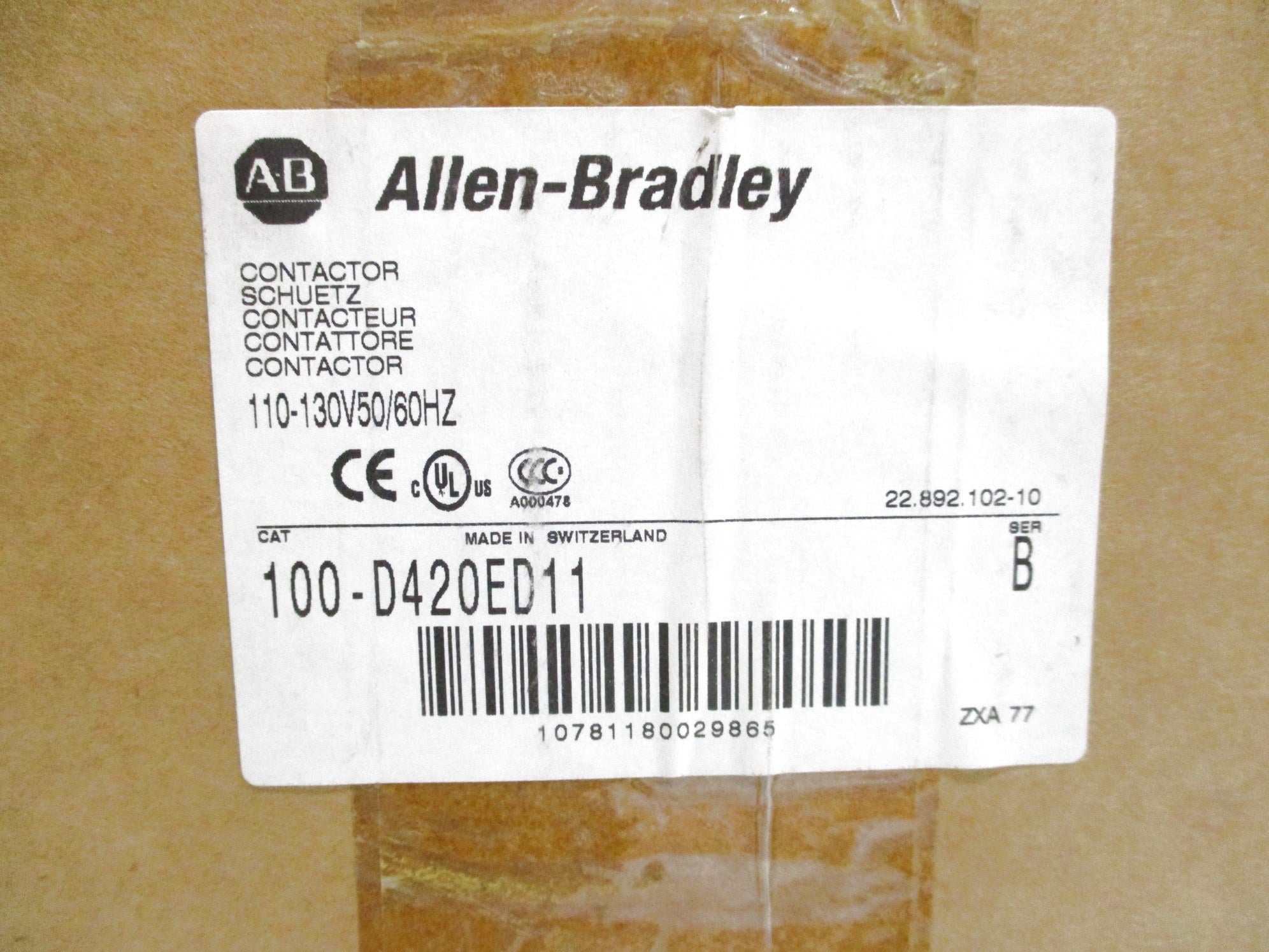 ALLEN BRADLEY 100-D420ED11 SER. B 130V (BR/WH) NSMP