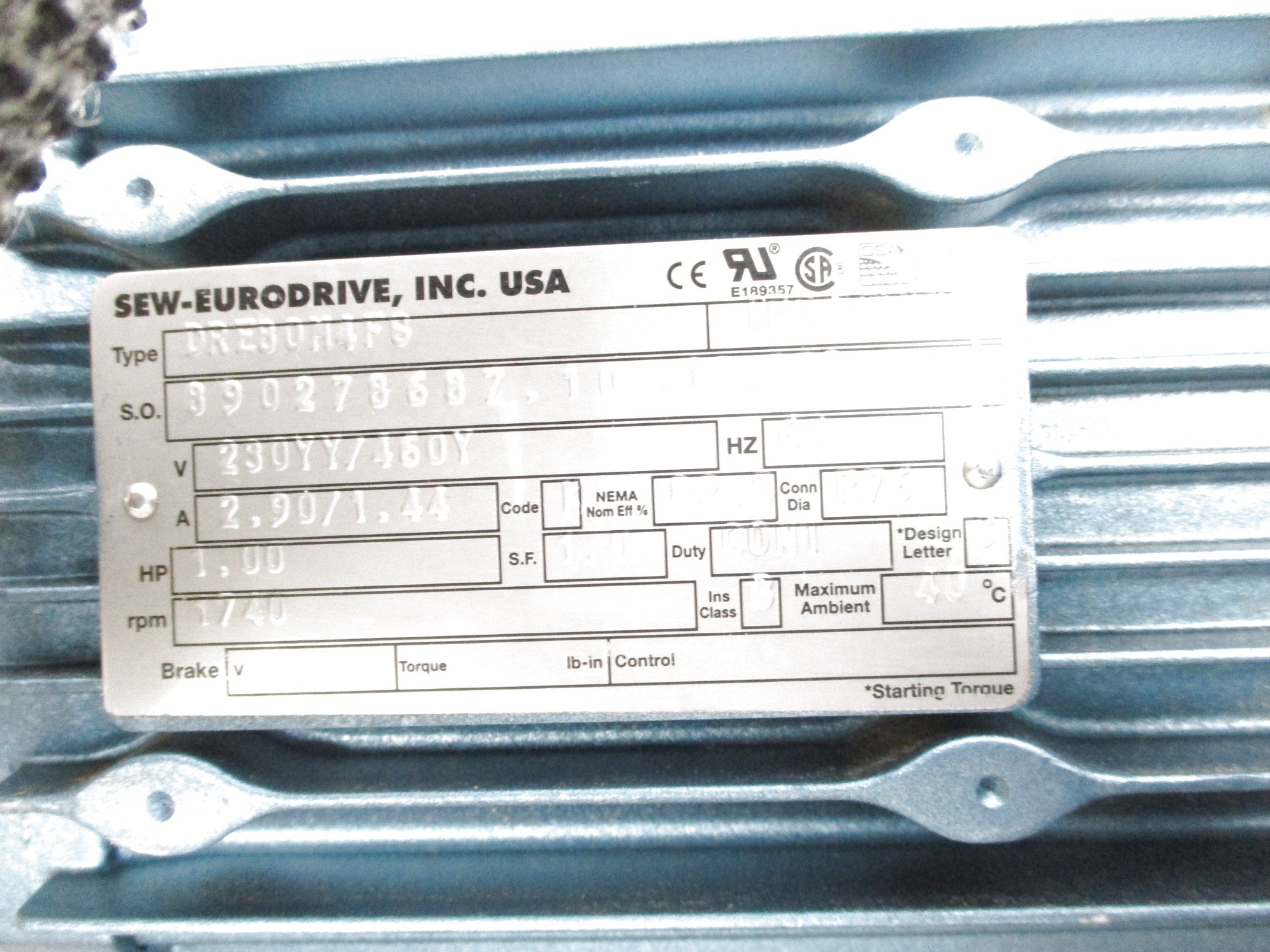 SEW EURODRIVE DRE80M4FG NSNP
