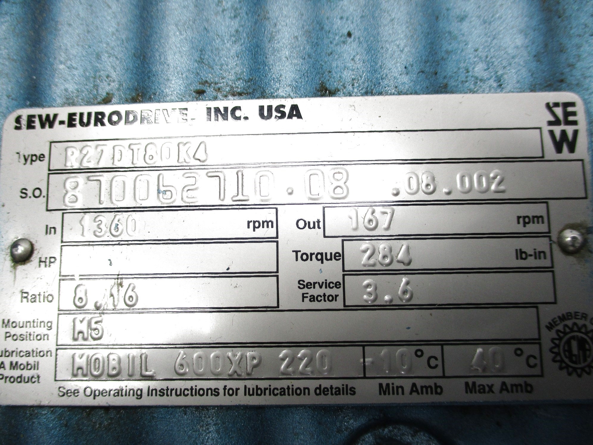 SEW EURODRIVE R27DT80K4 UNMP