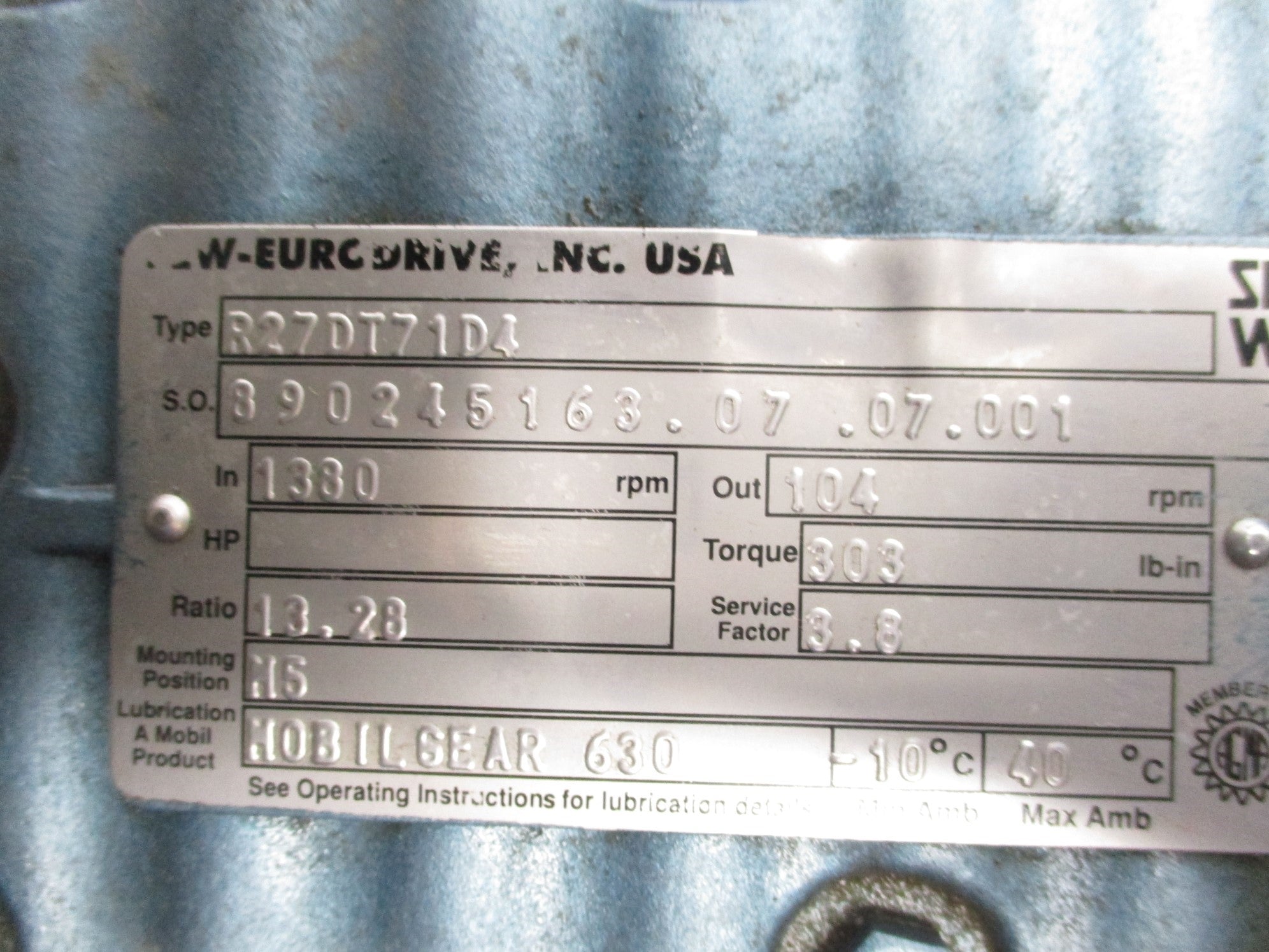 SEW EURODRIVE R27DT71D4 NSNP