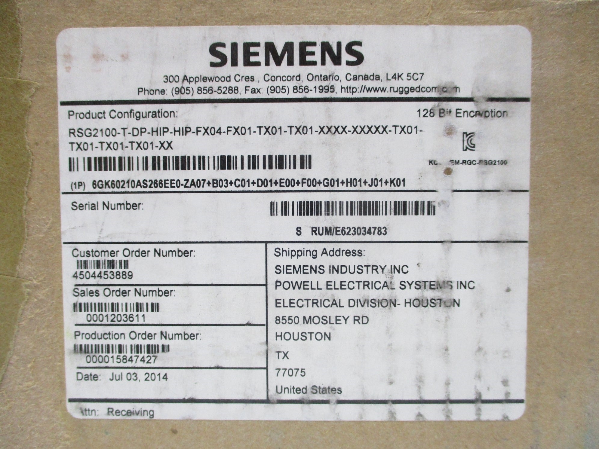 SIEMENS 6GK60210AS266EE0-7A07 NSFS