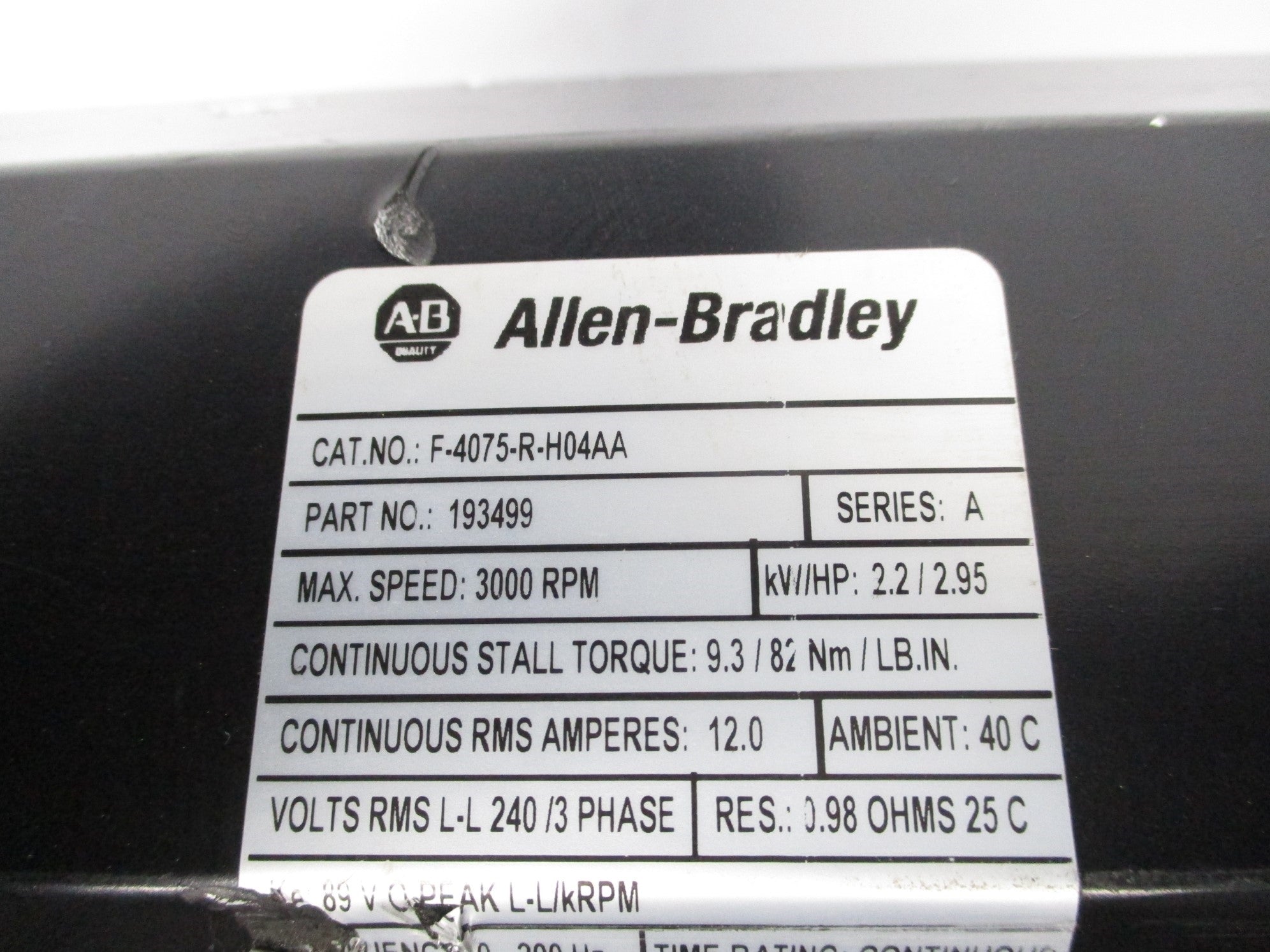 ALLEN BRADLEY F-4075-R-H04AA SER. A (AS PICTURED) UNMP