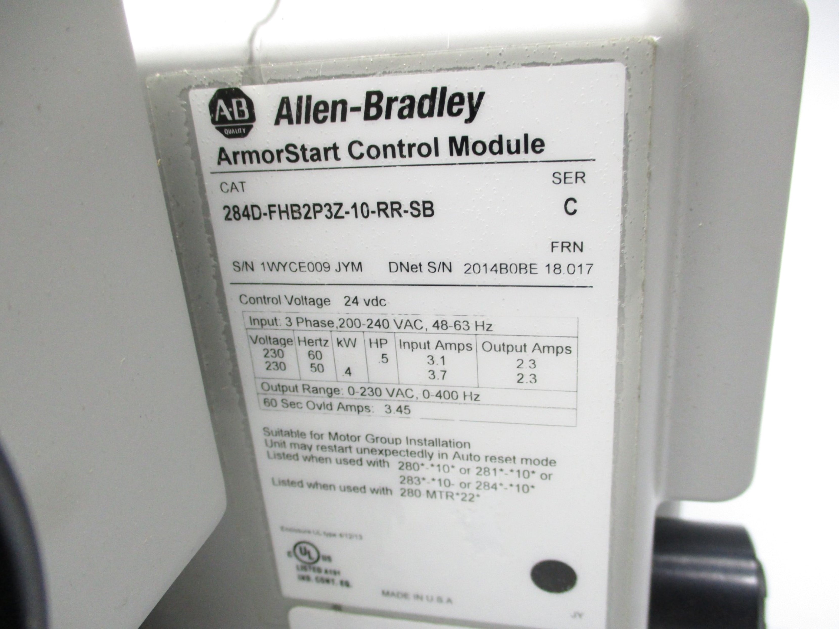 ALLEN BRADLEY 284D-FHB2P3Z-10-RR-SB SER. C NSMP