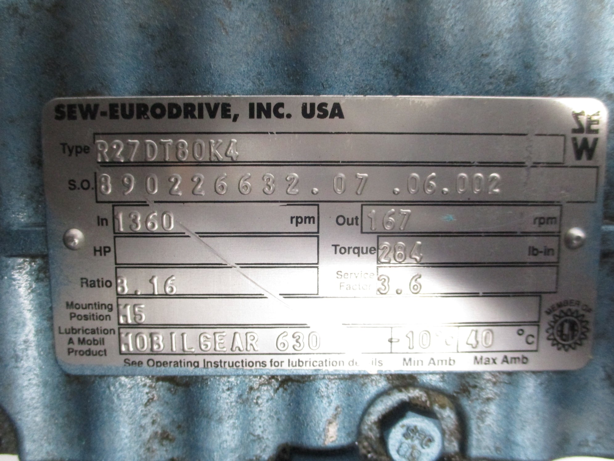 SEW EURODRIVE R27DT80K4 NSNP