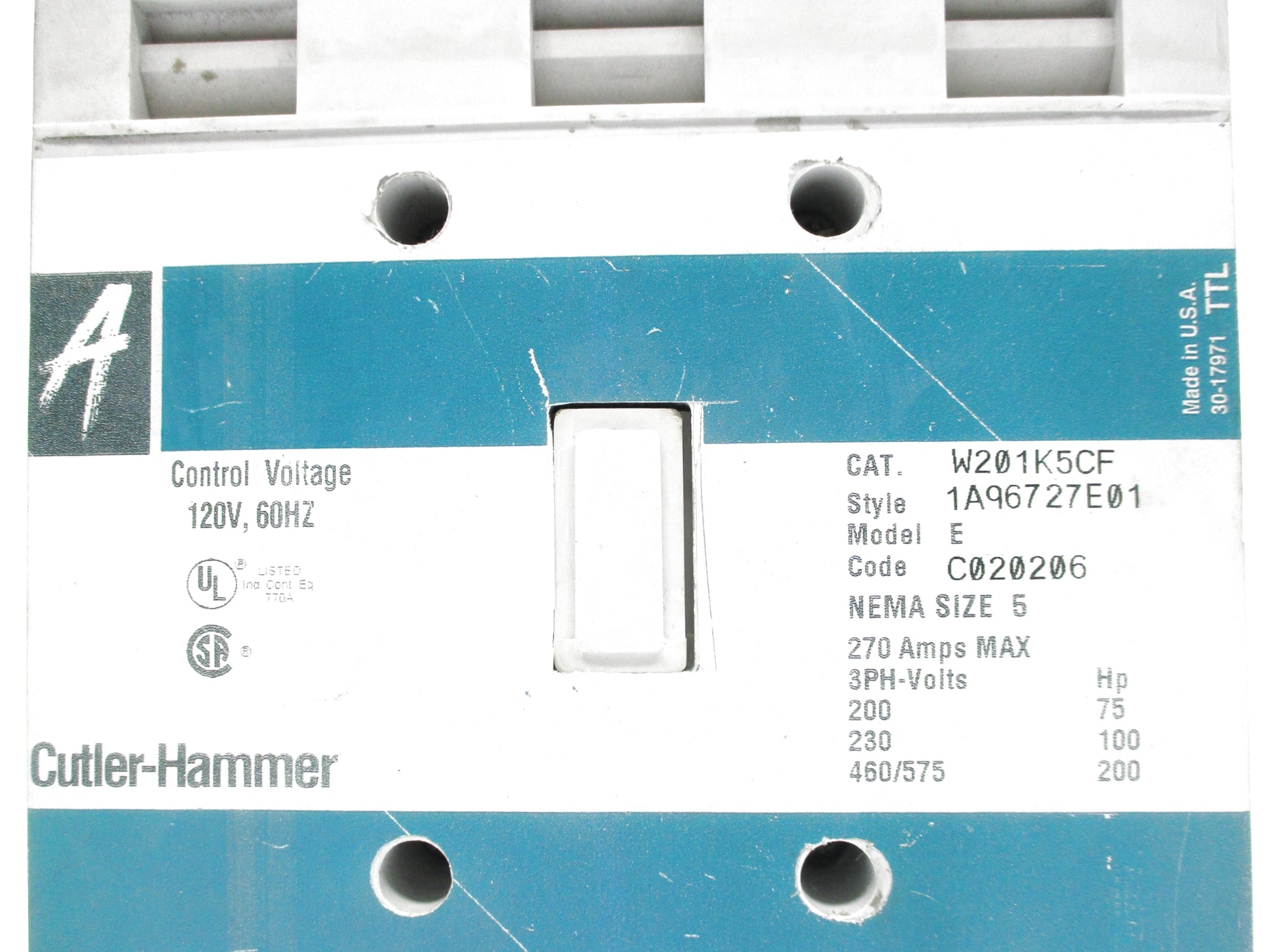 CUTLER HAMMER W201K5CF 270A 120V UNMP