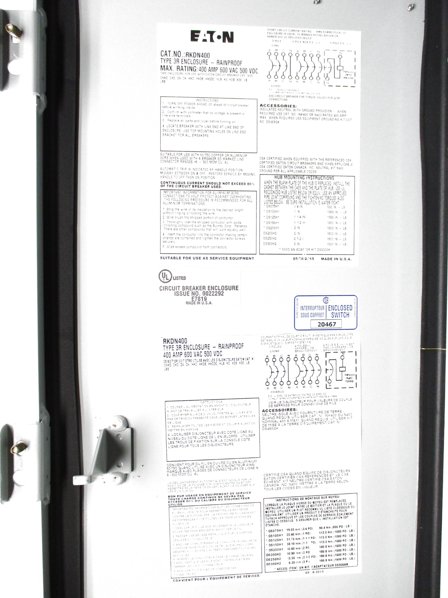 EATON RKDN400 400A NSNP