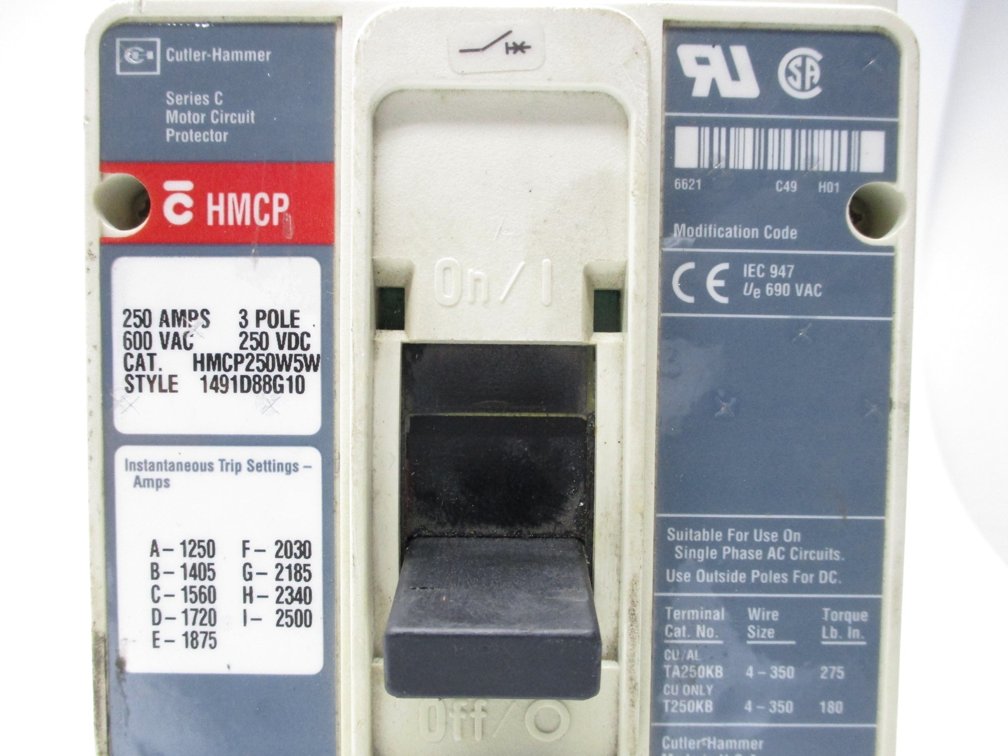 CUTLER HAMMER HMCP250W5W UNMP