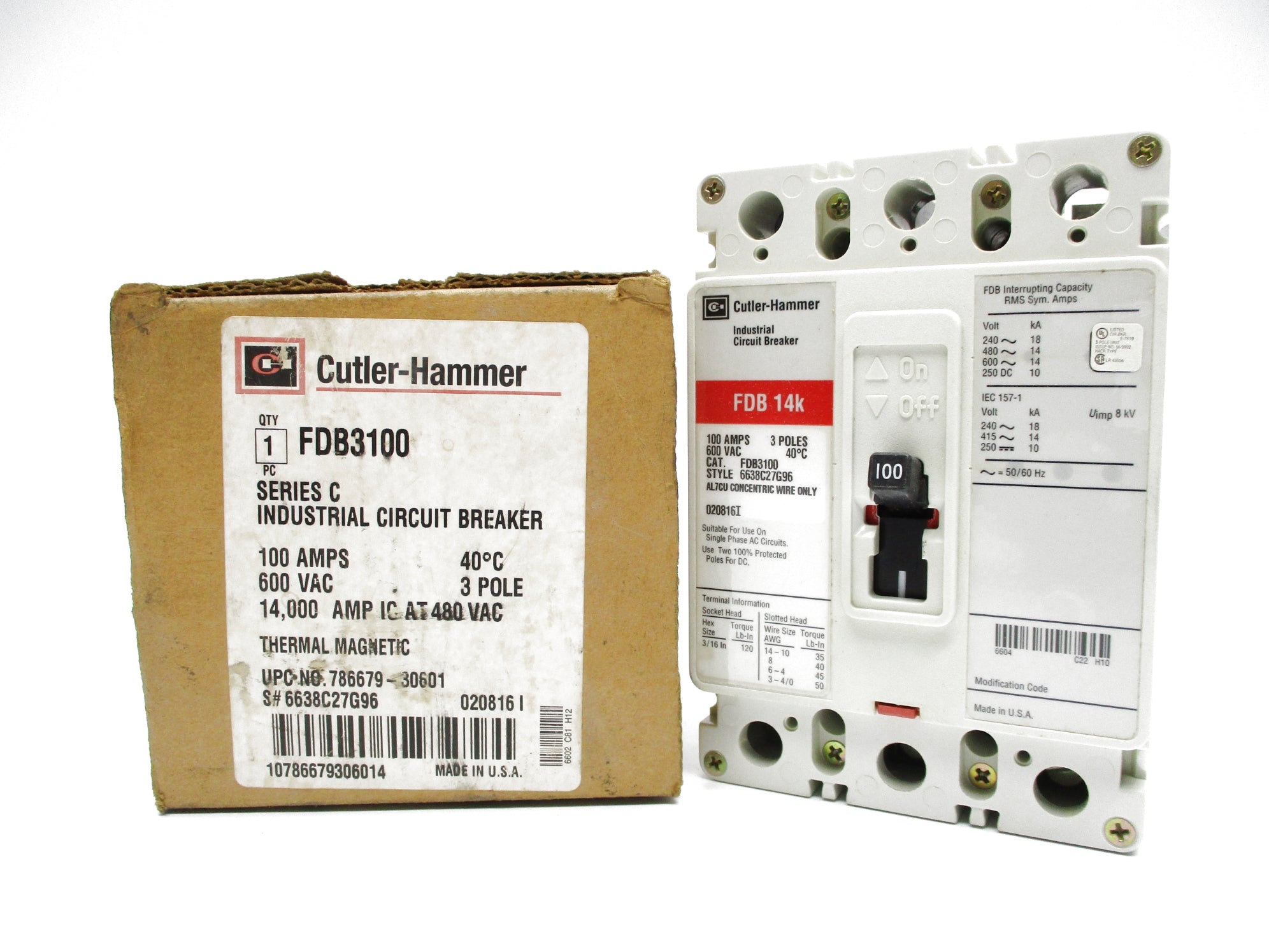 CUTLER HAMMER FDB3100 SER. C 100A NSMP
