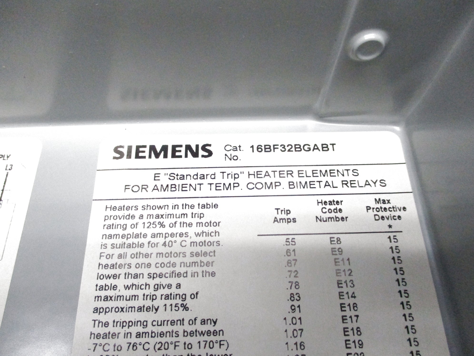 SIEMENS 16BF32BGABT WS34-230 NSMP