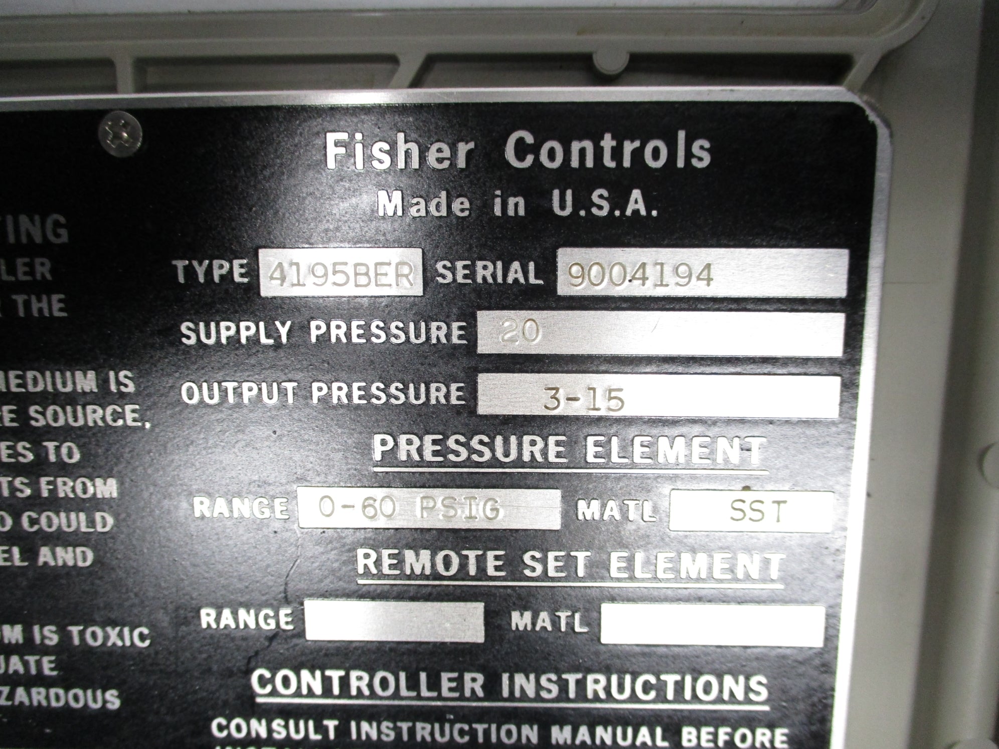 FISHER 4195BER UNMP
