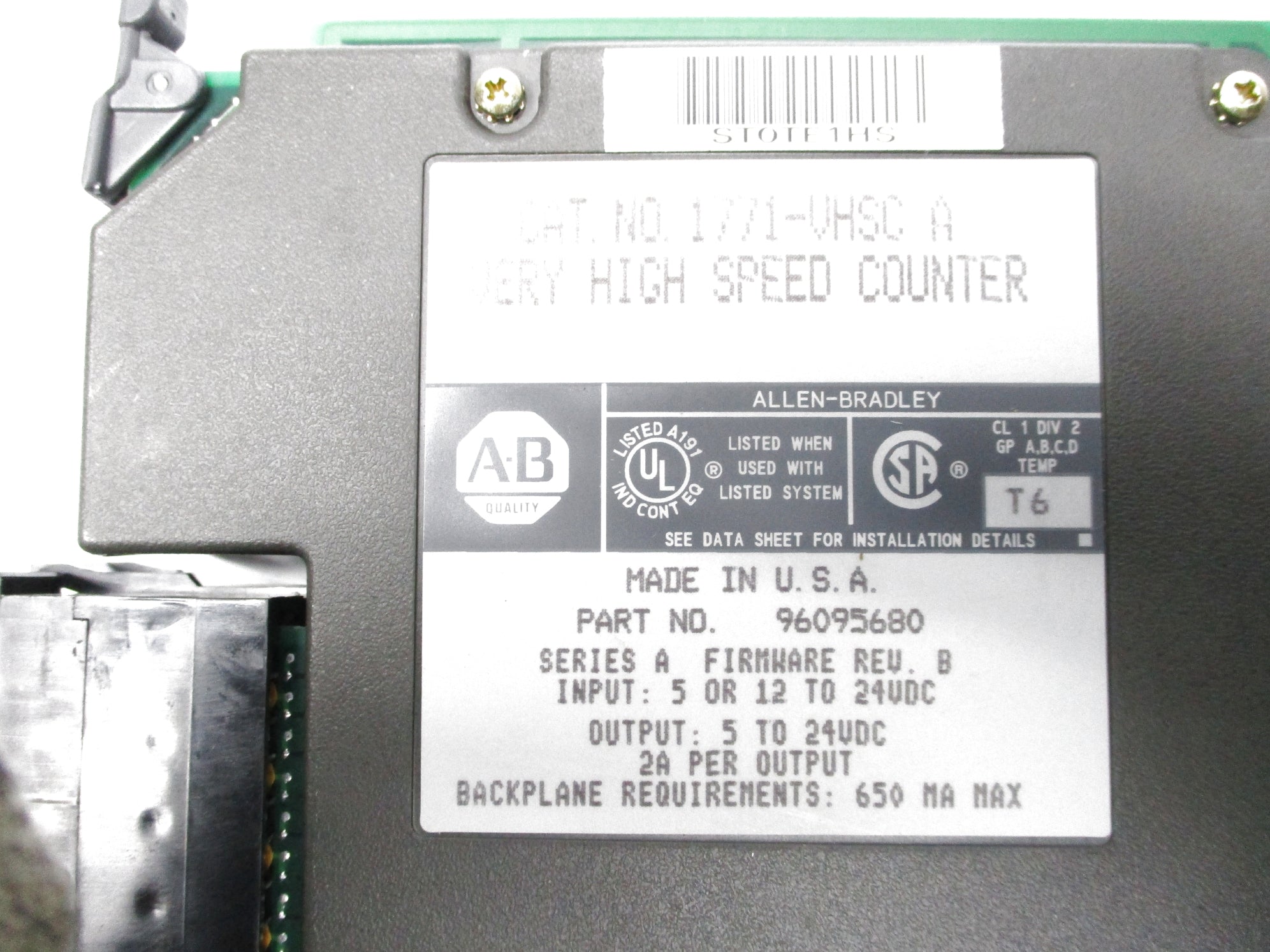 ALLEN BRADLEY 1771-VHSC SER. A F/W B (AS PICTURED) NSMP