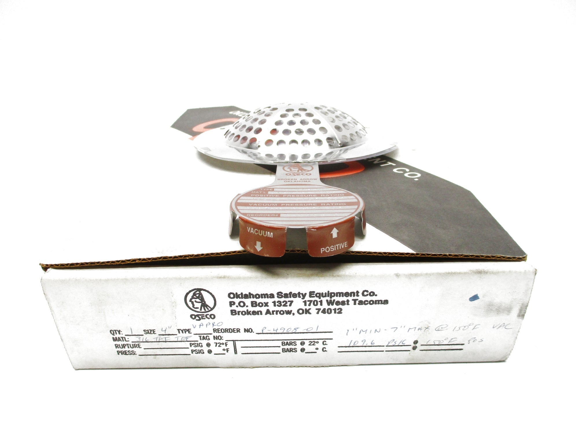OSECO P-4908-01 TYPE 4" VAPRO 109.6 PSIG @ 150 NSMP