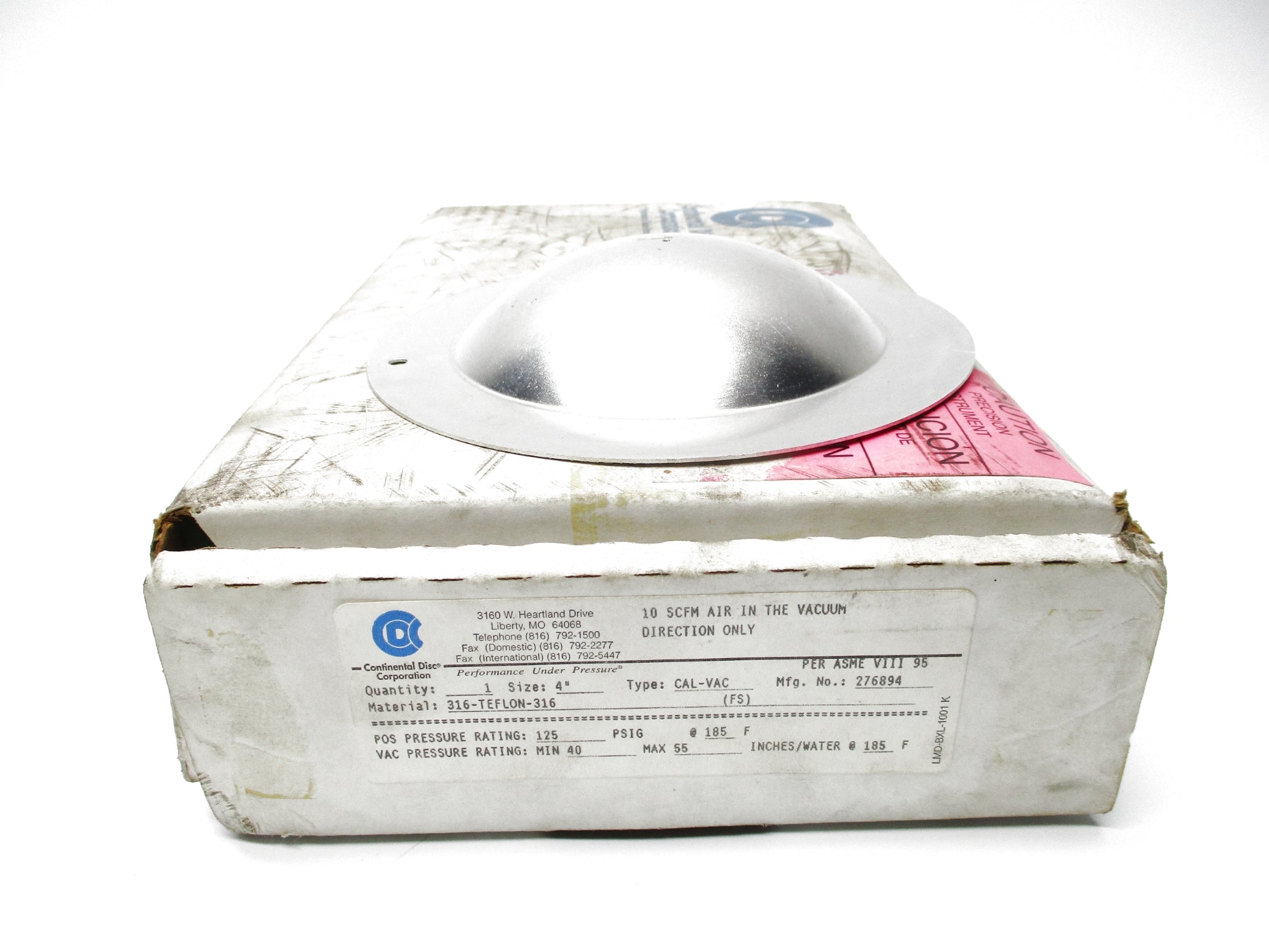 CDC 276894 TYPE CAL-VAC 4" 125 PSIG @ 185 NSMP