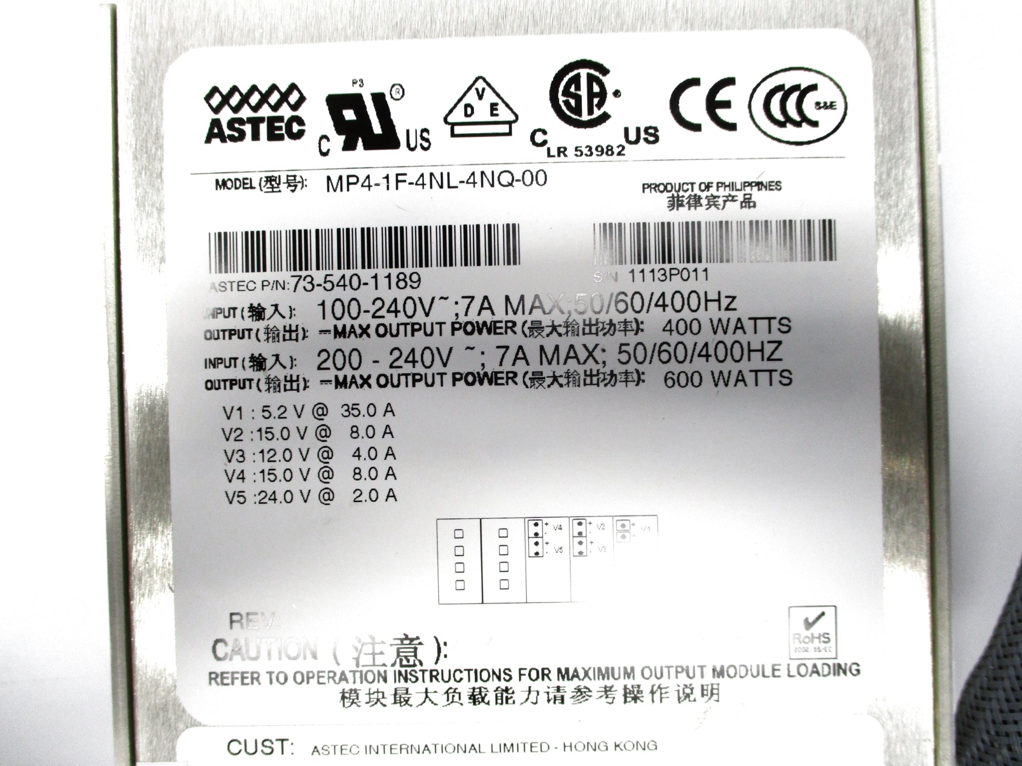 ASTEC 73-540-1189 MP4-1F-4NL-4NQ-00 NSNP