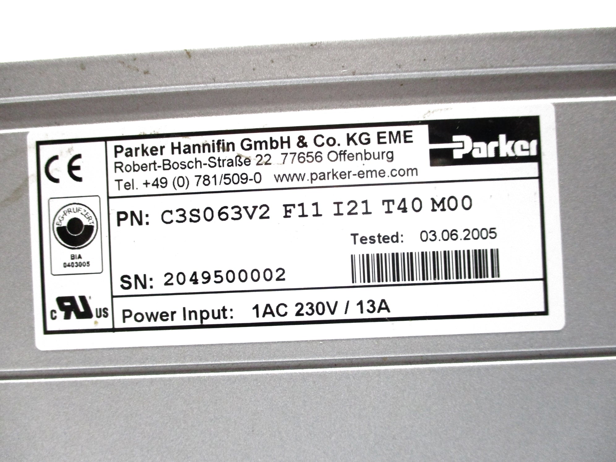PARKER C3S063V2-F11-I21-T40-M00 UNMP
