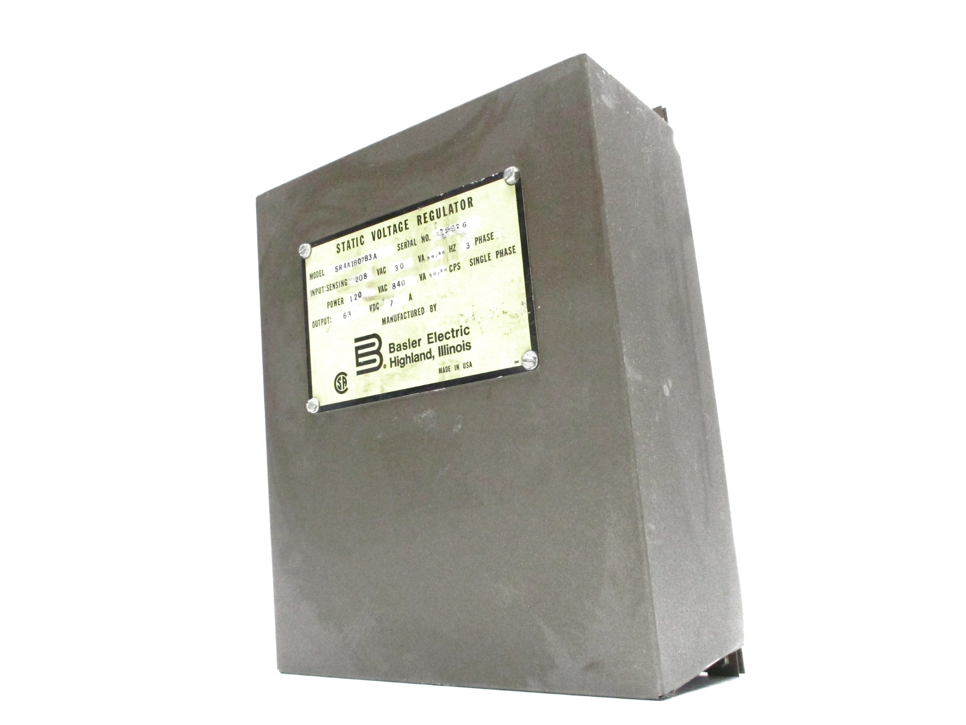 BASLER ELECTRIC SR4A1B07B3A UNMP