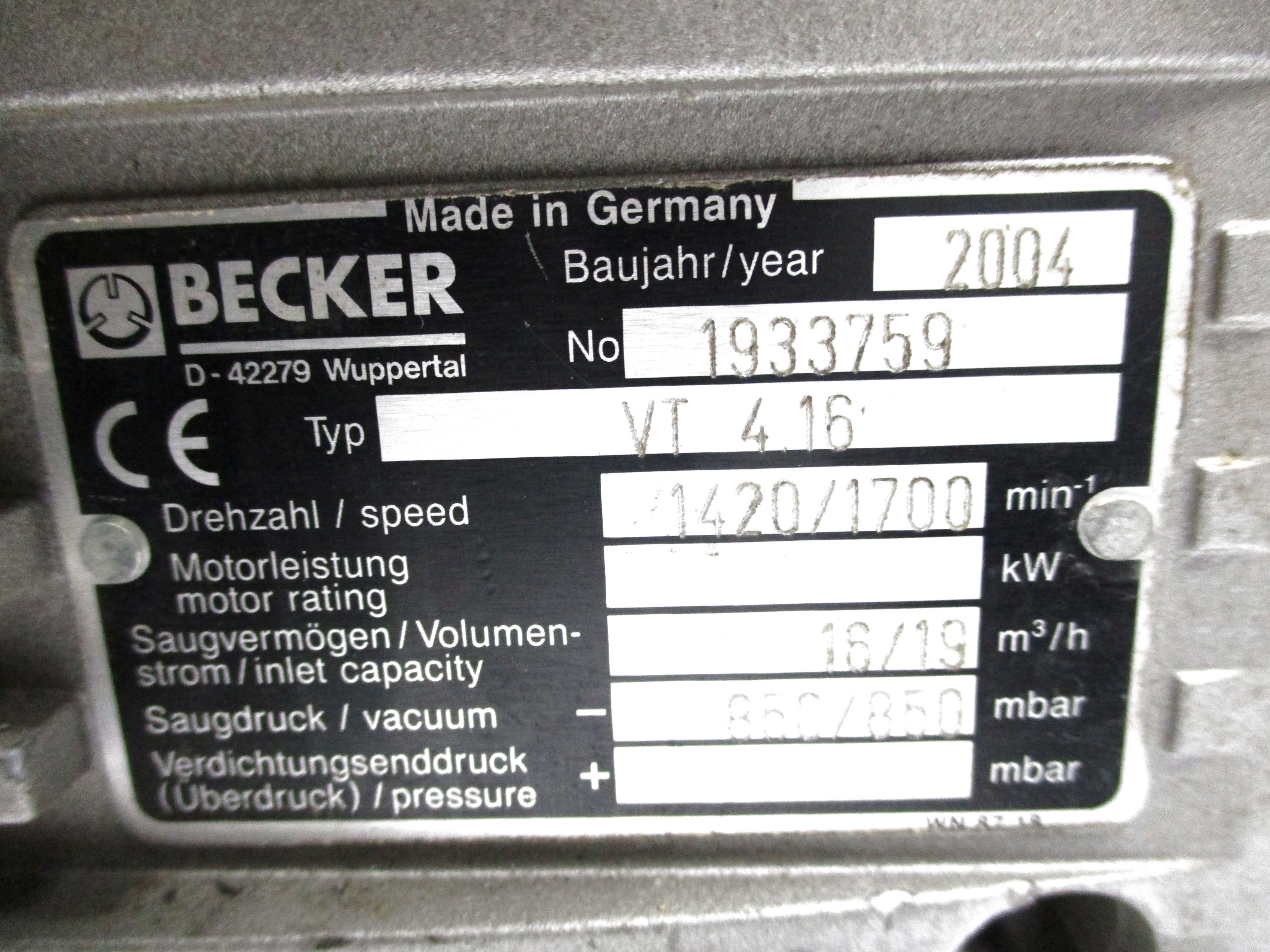 BECKER VT4.16 1933759 UNMP
