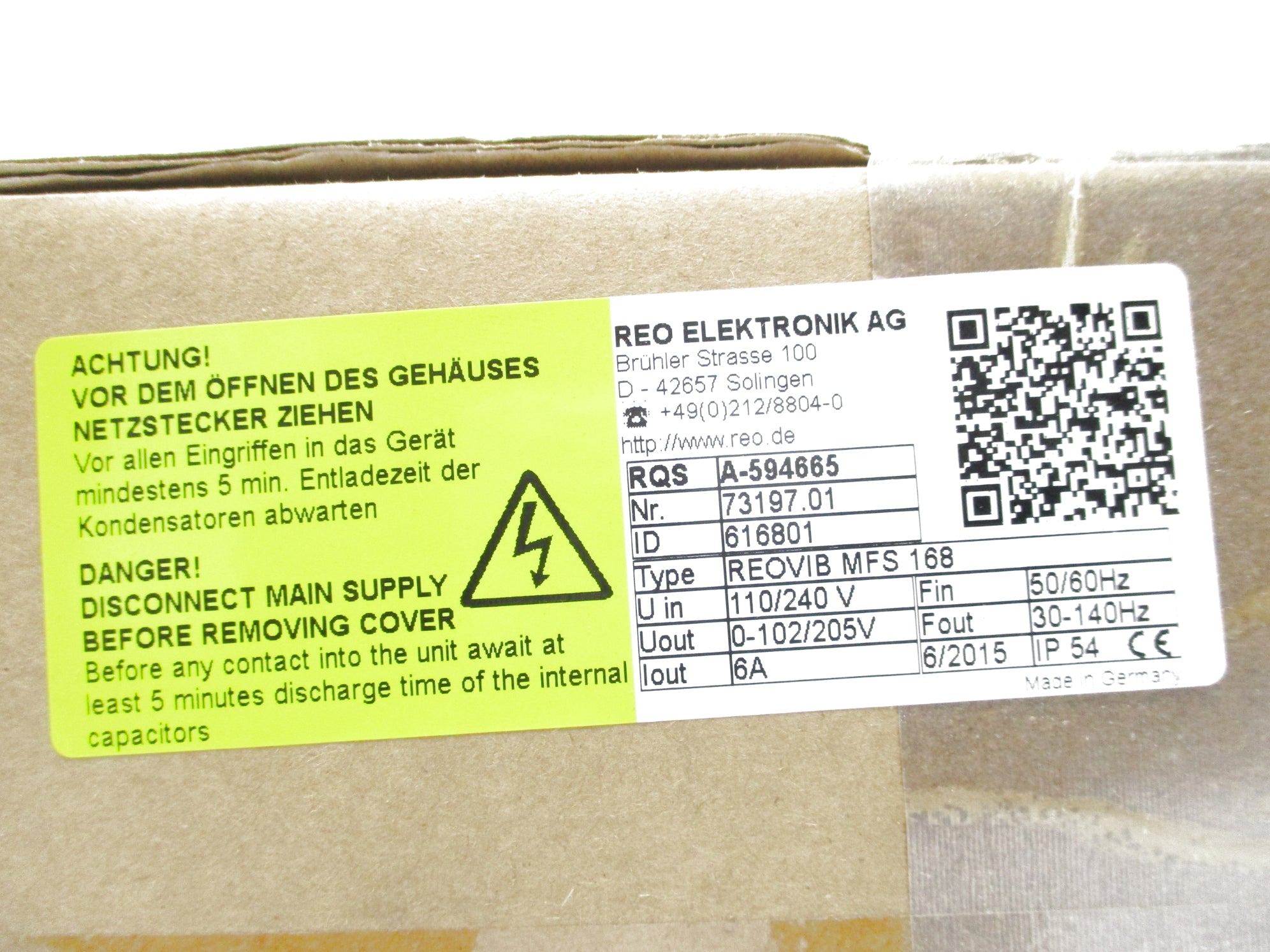 REO ELEKTRONIK 73197.01 REOVIB-MFS-168 NSFS