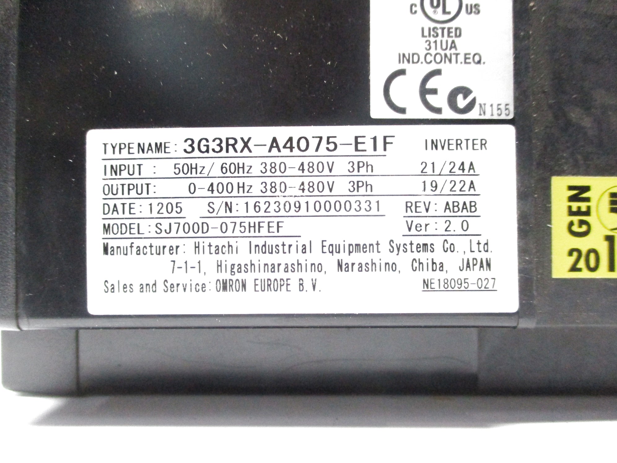 HITACHI 3G3RX-A4075-E1F UNMP