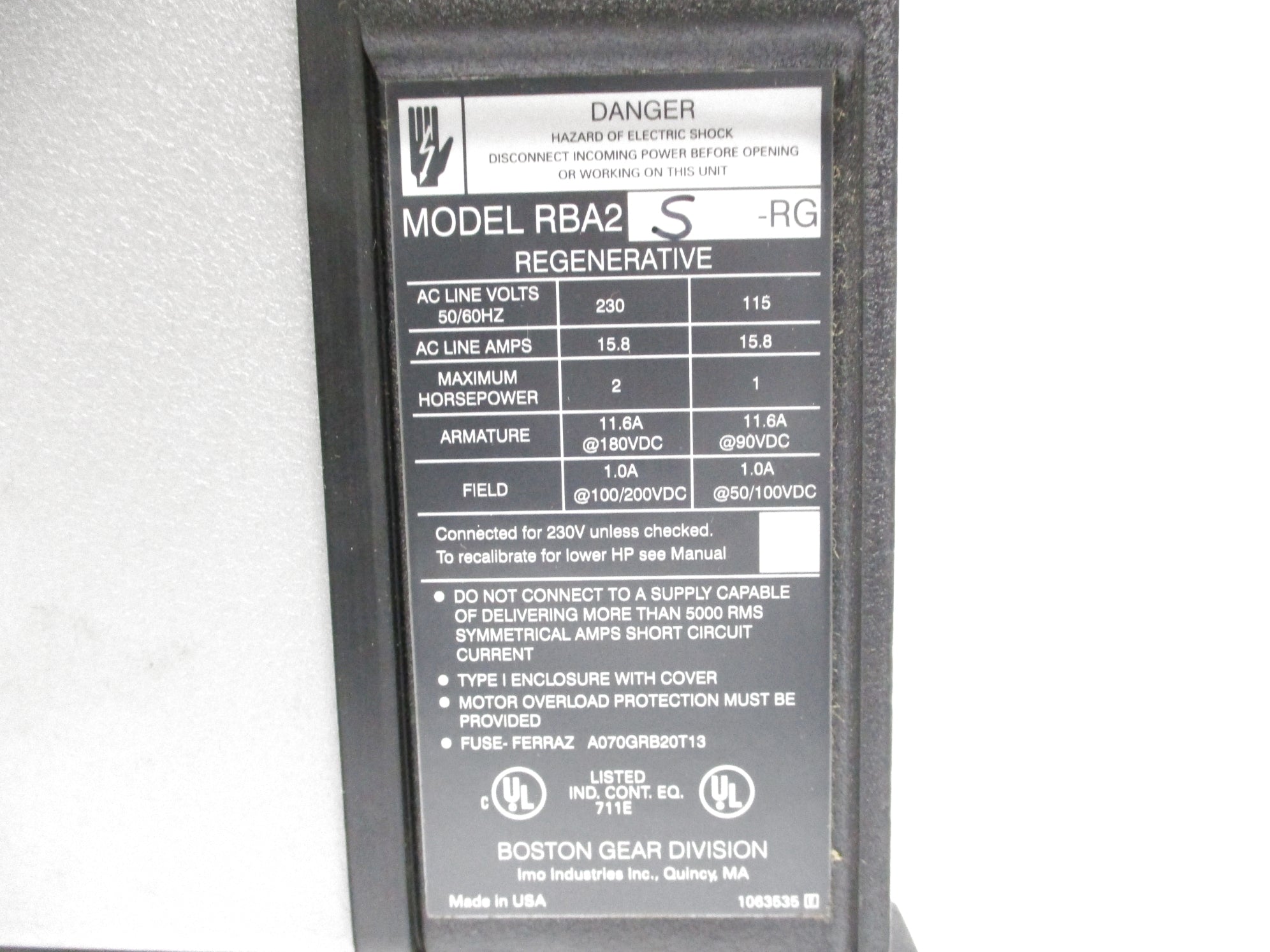 BOSTON GEAR RBA2S-RG NSNP