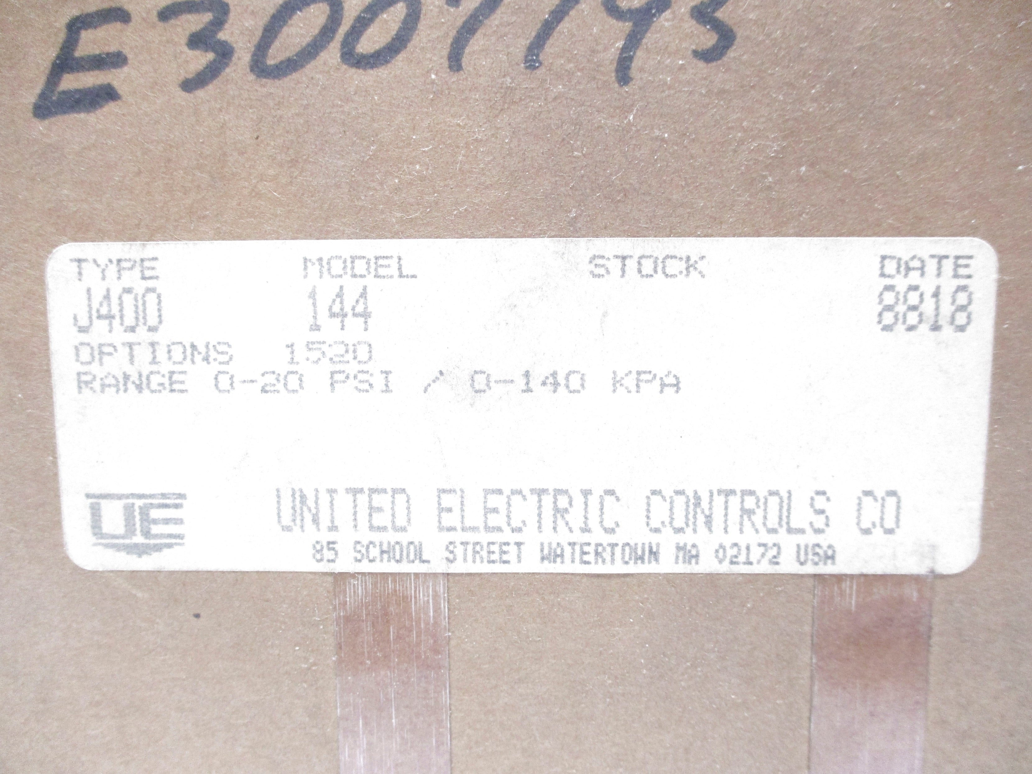 UNITED ELECTRIC J400-144 NSFS