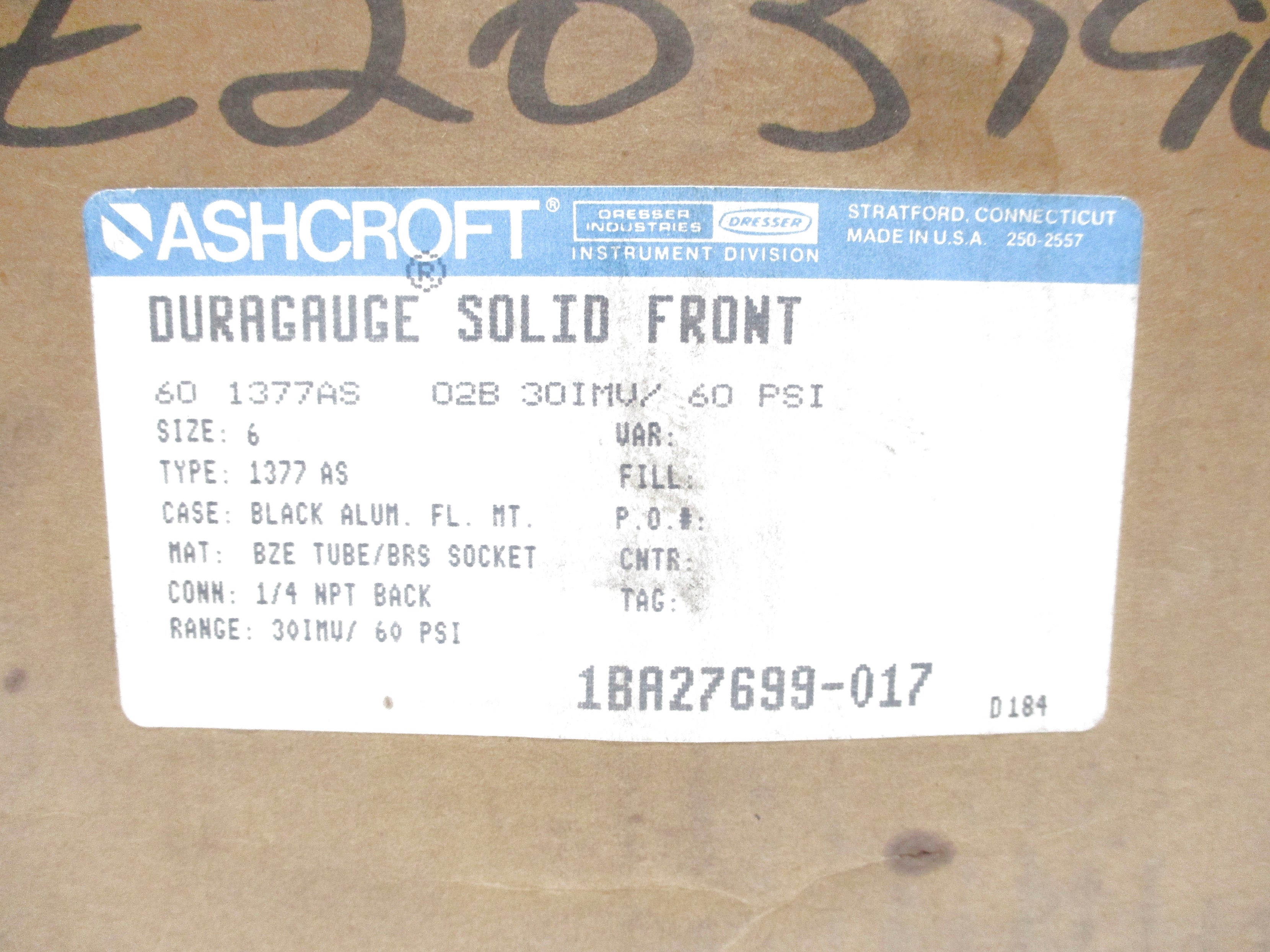 ASHCROFT 601377AS02B-30IMV-60 60PSI NSMP