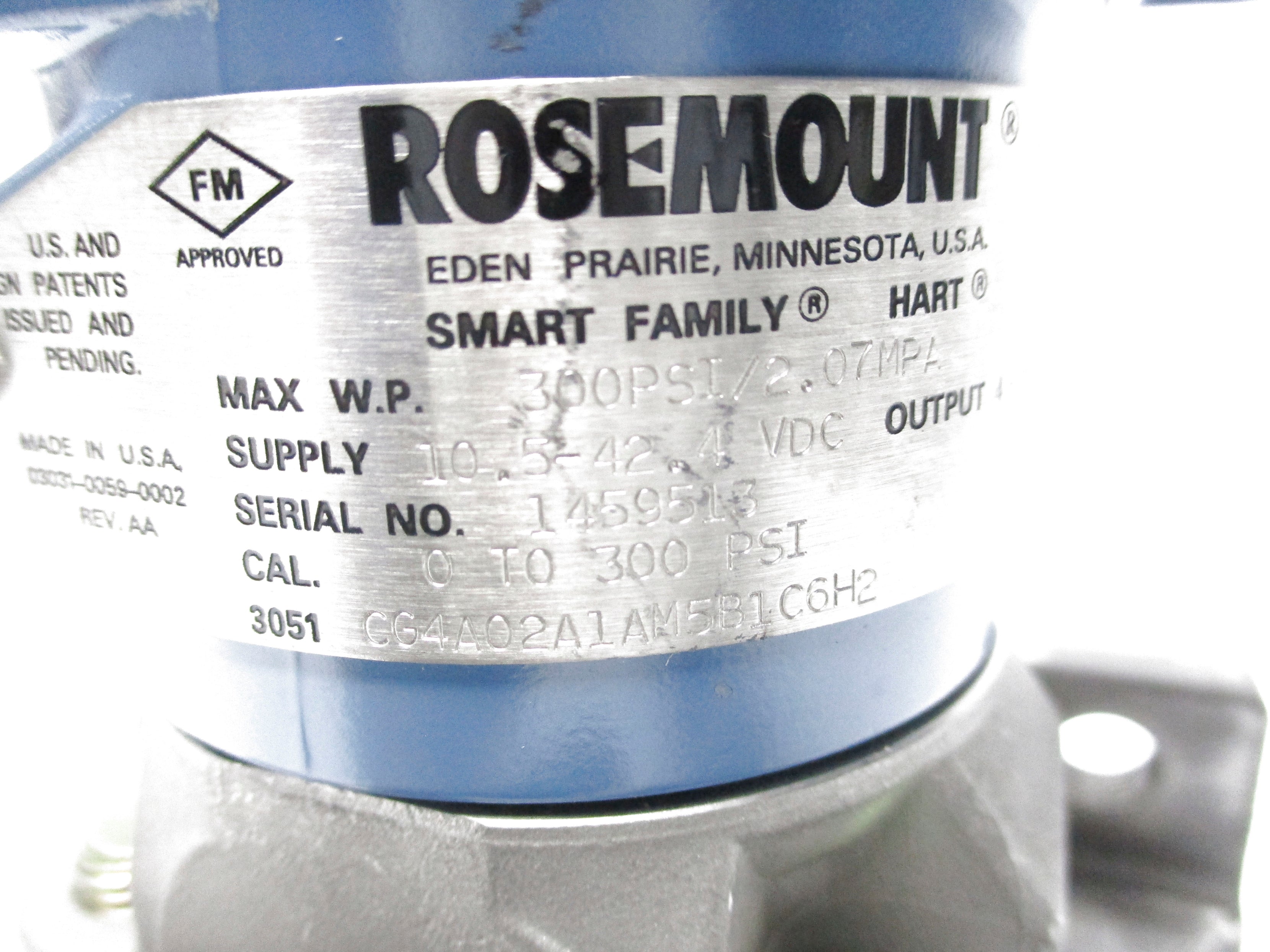 ROSEMOUNT 3051CG4A02A1AM5B1C6H2 10.5-42.4VDC 0-300PSI NSNP