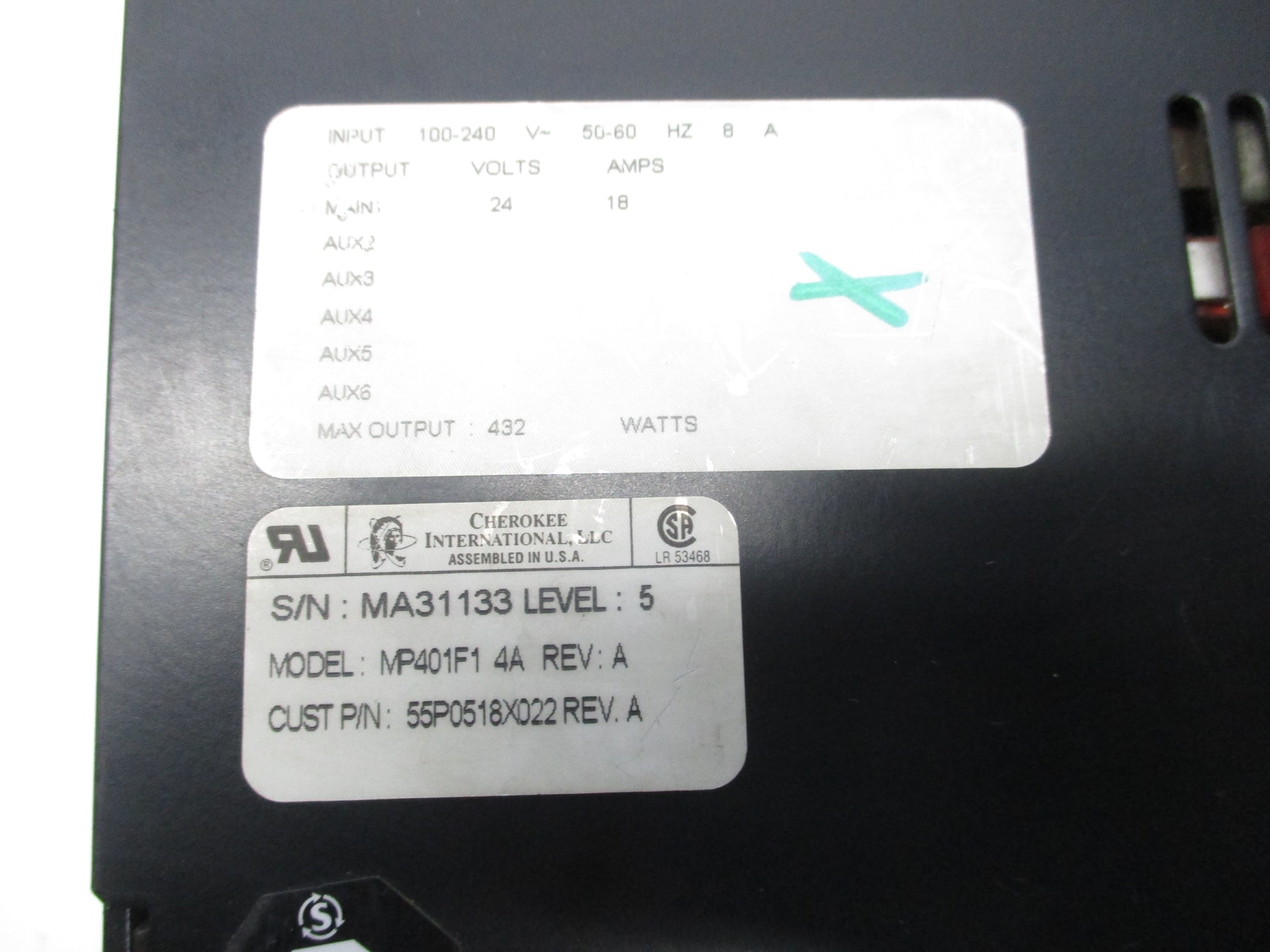 CHEROKEE INTERNATIONAL MP401F1-4A 55P0518X022 UNMP