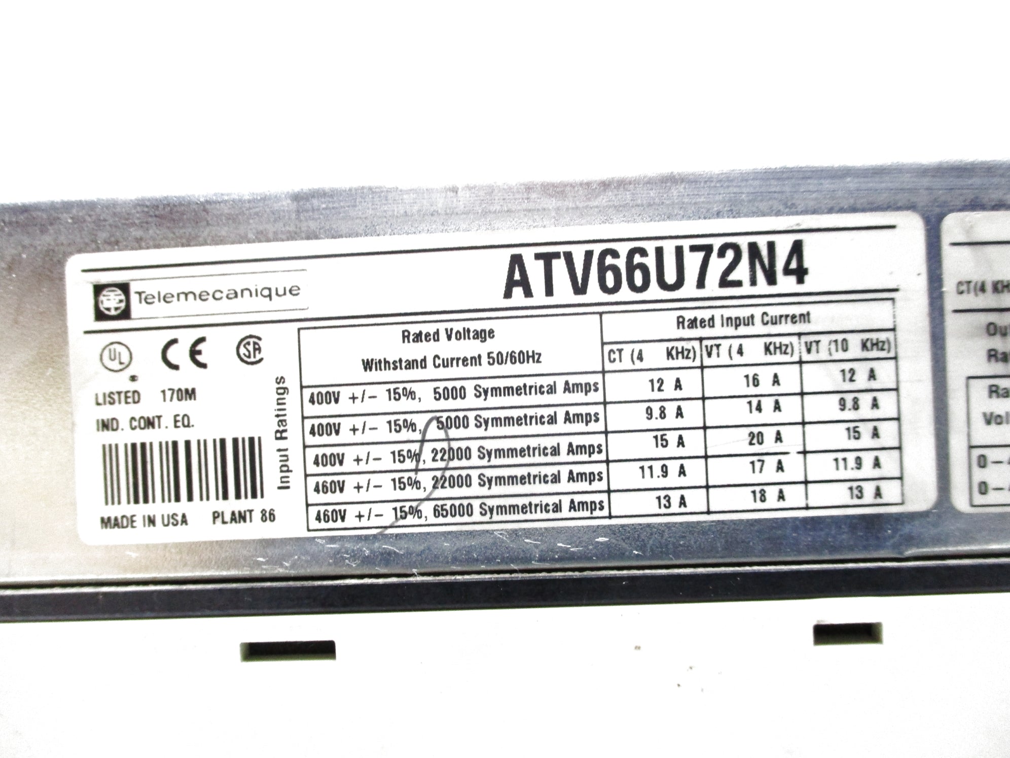 TELEMECANIQUE ATV66U72N4 UNMP