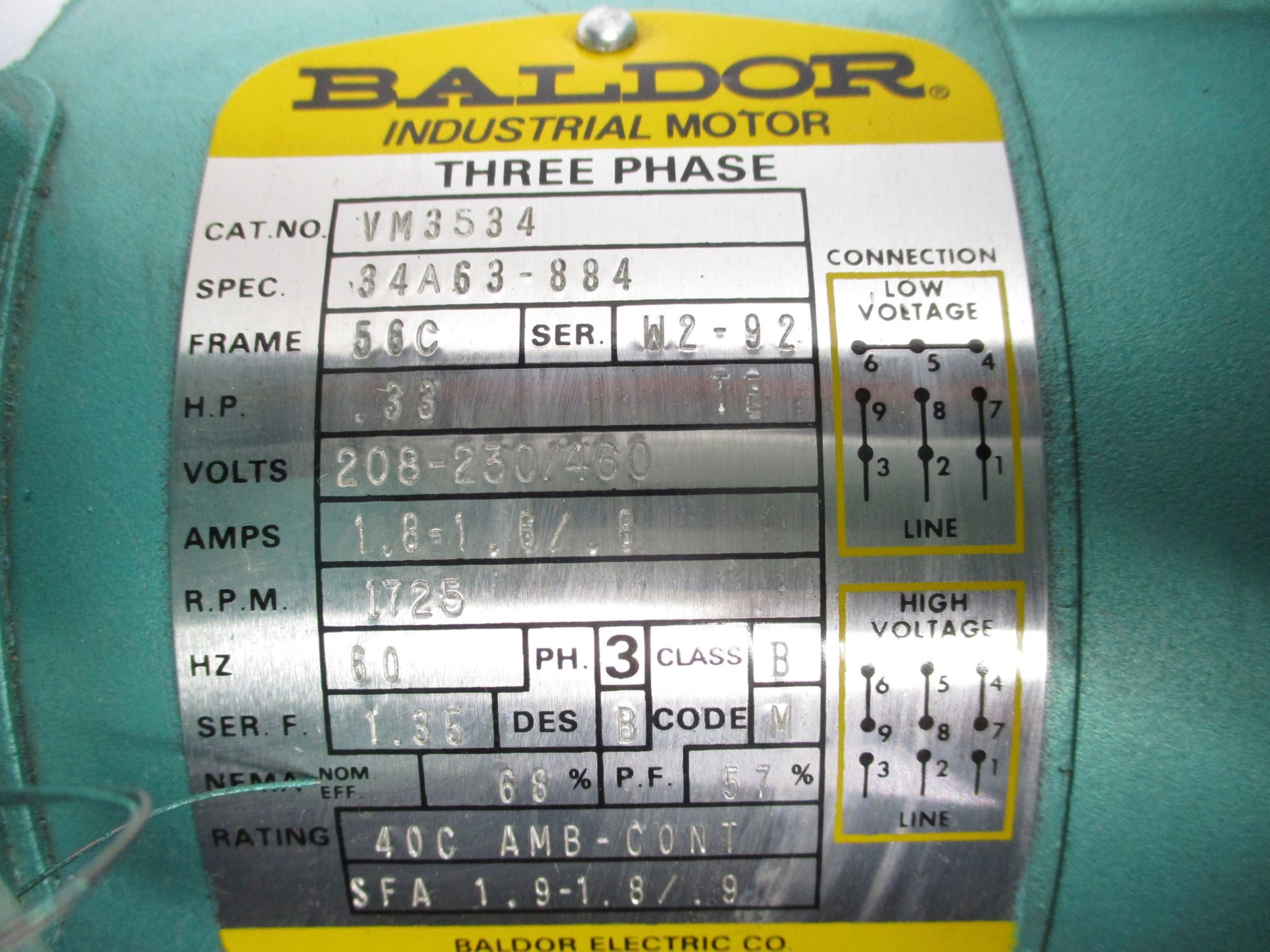 BALDOR VM3534 (AS PICTURED) UNMP
