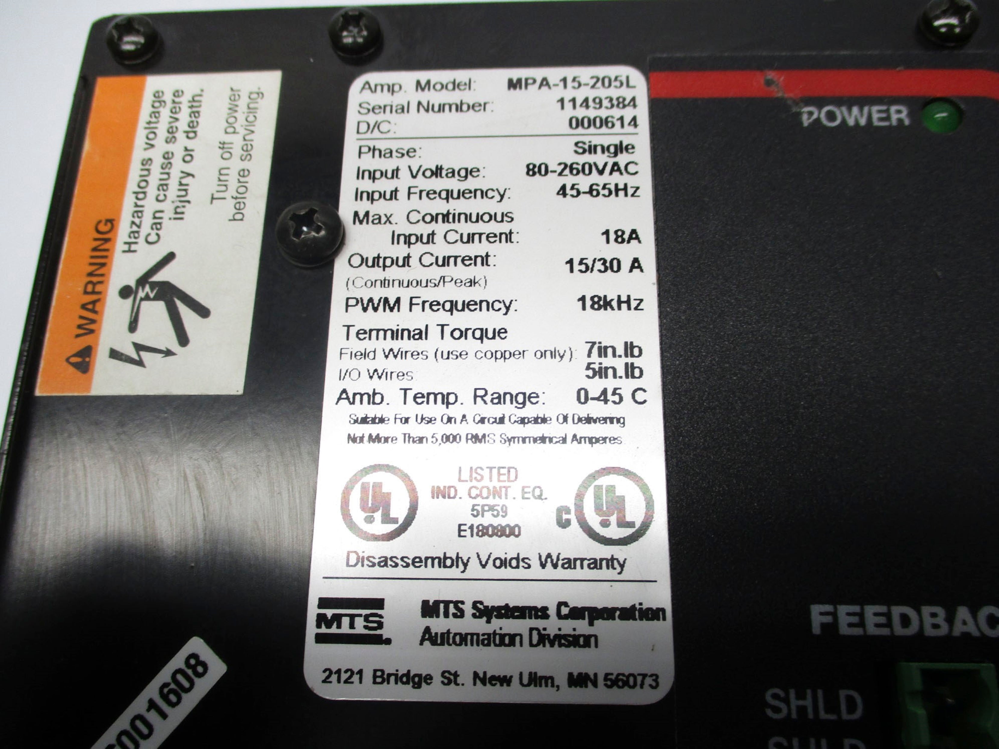 PARKER MPA-15-205L UNMP
