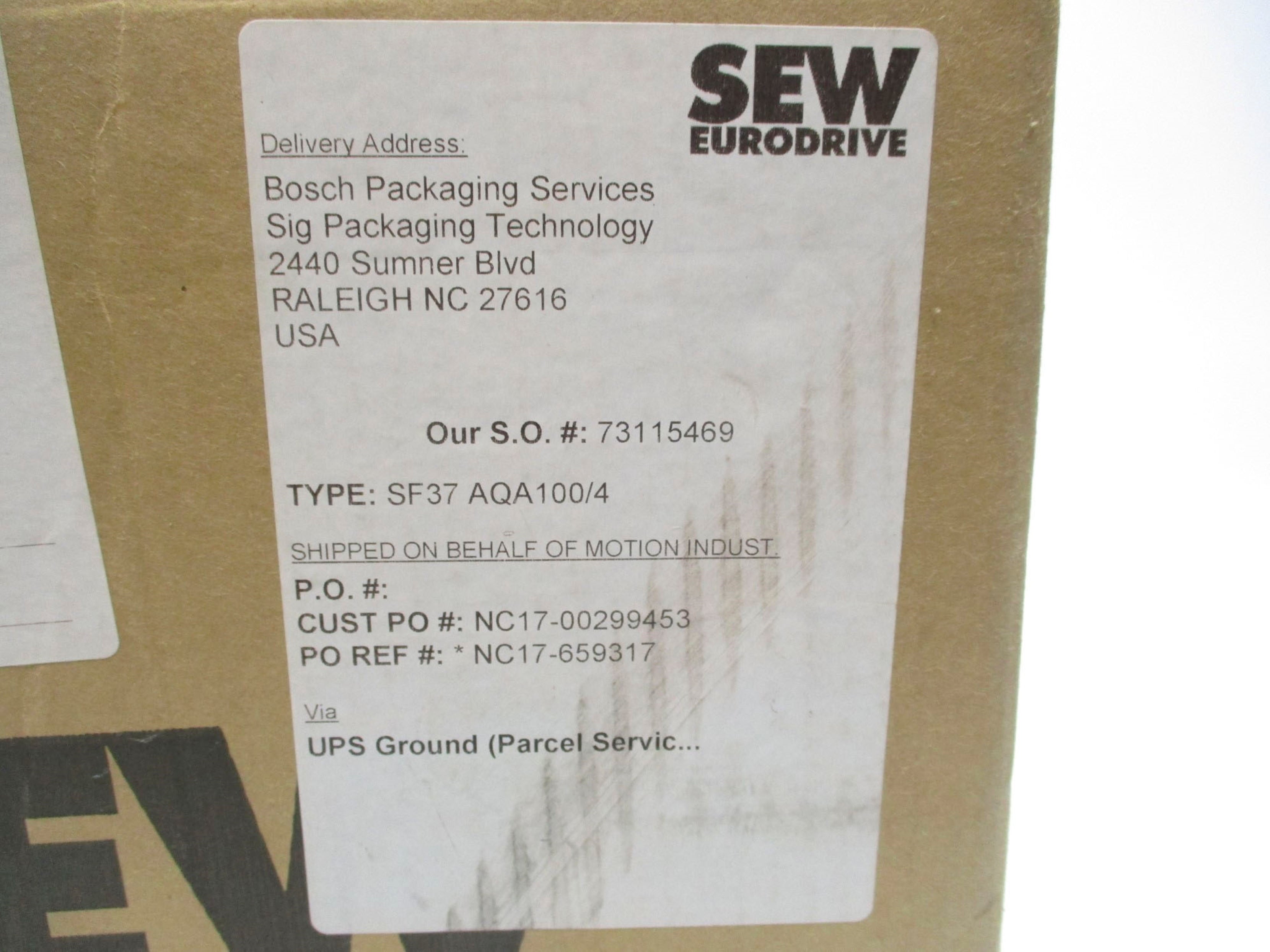 SEW EURODRIVE SF37AQA100/4 NSFS