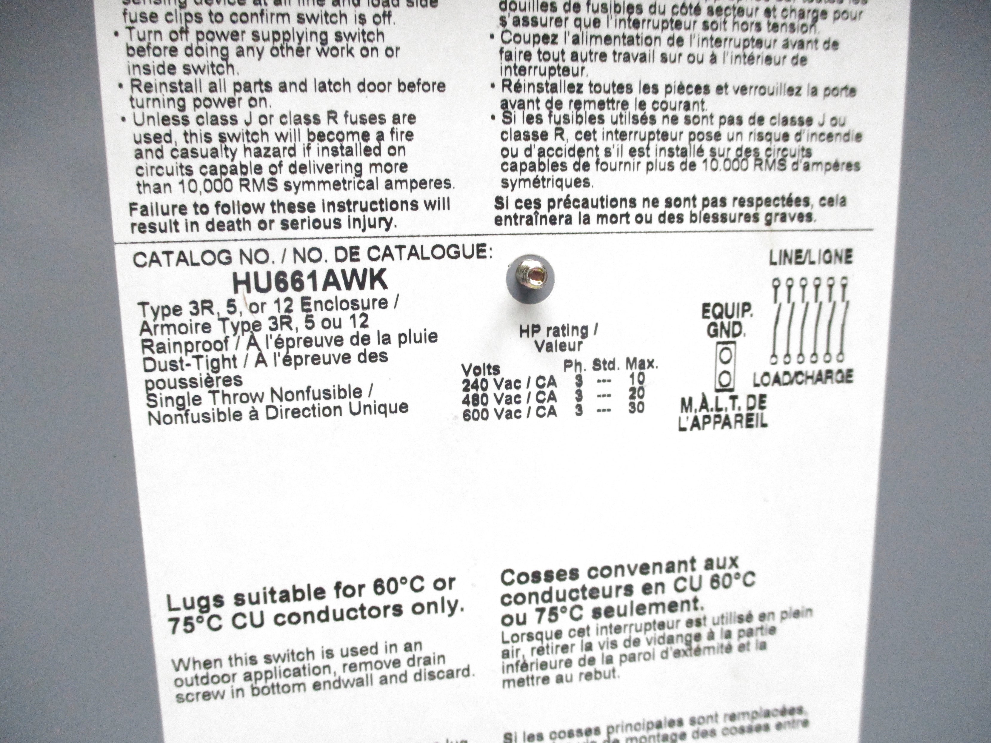 SQUARE D HU661AWK NSMP