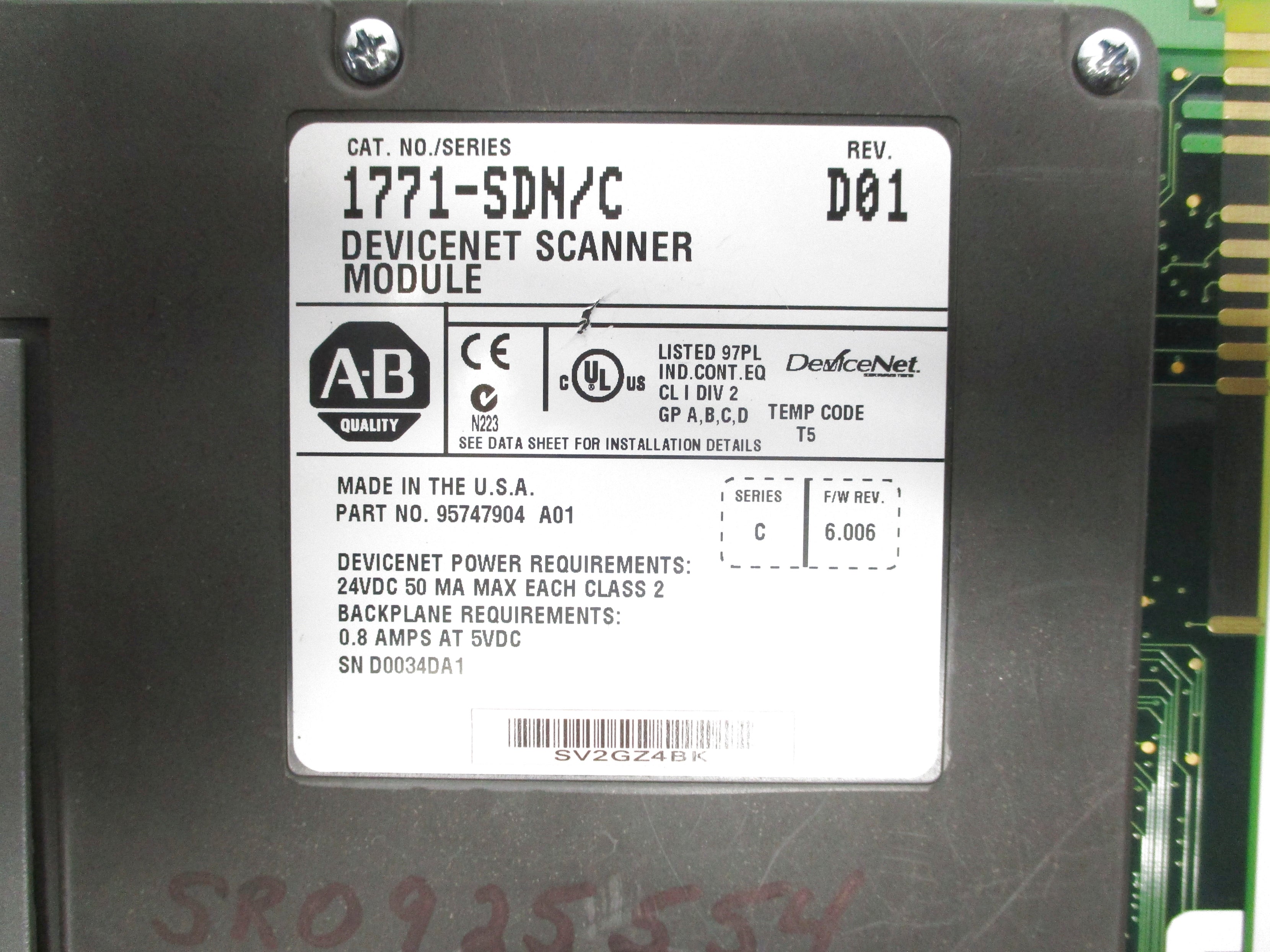 ALLEN BRADLEY 1771-SDN SER. C F/W 6.006 REMAN