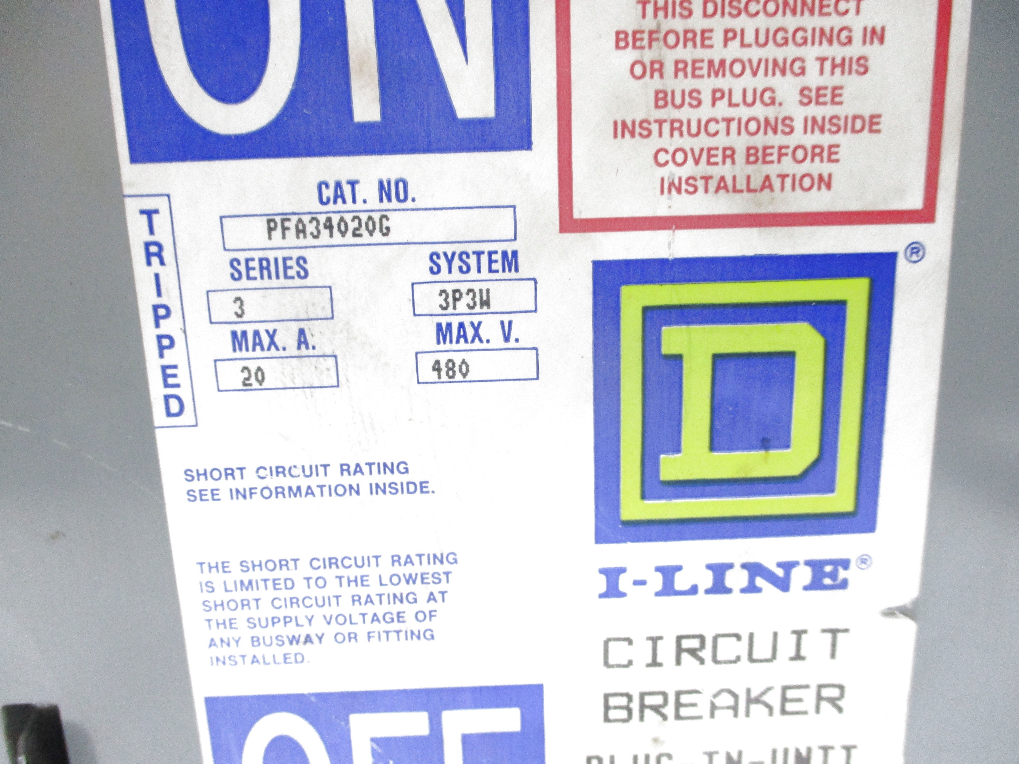 SQUARE D PFA34020G SER. 3 20A UNMP