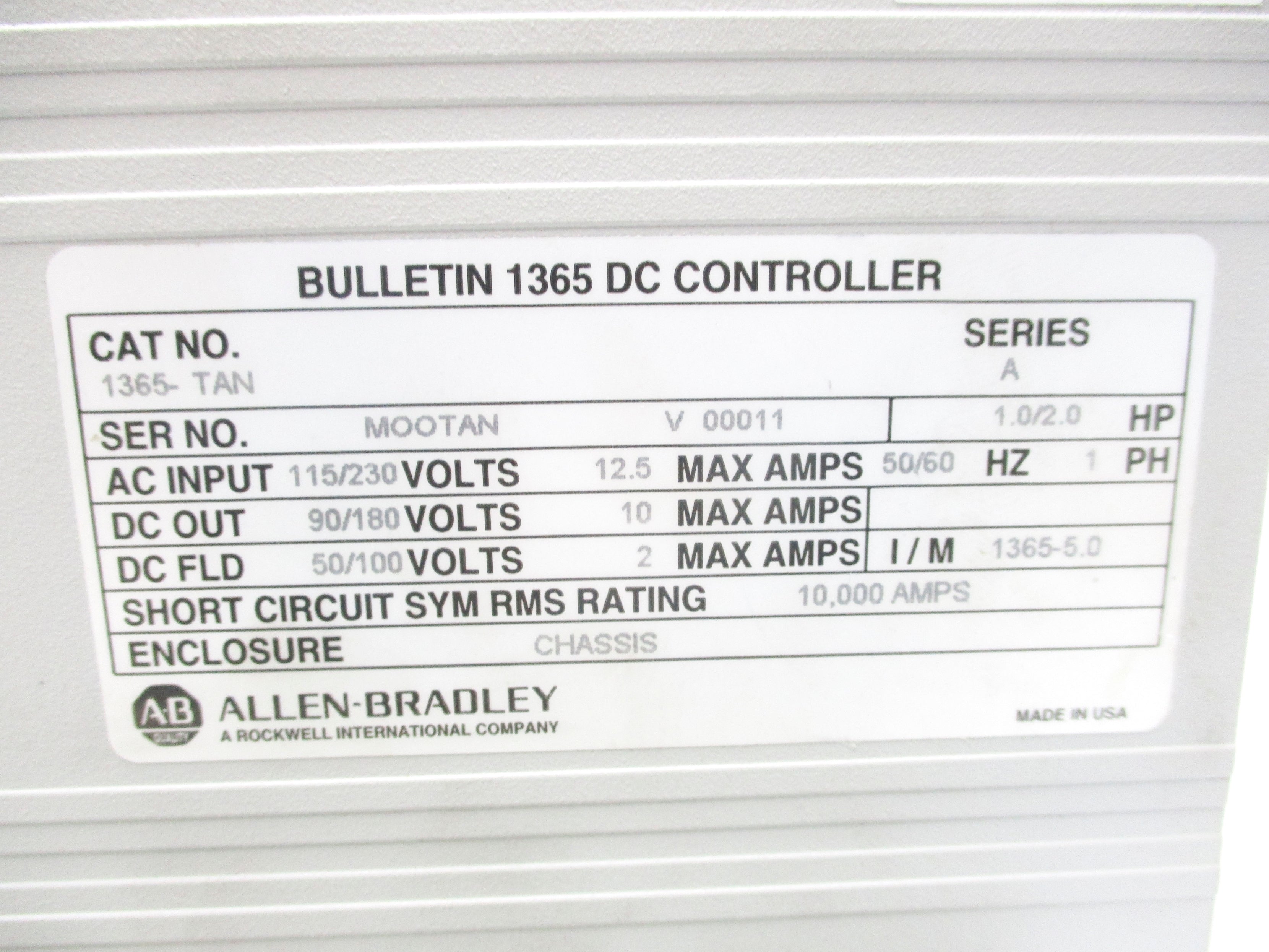 ALLEN BRADLEY 1365-TAN SER. A (AS PICTURED) UNMP