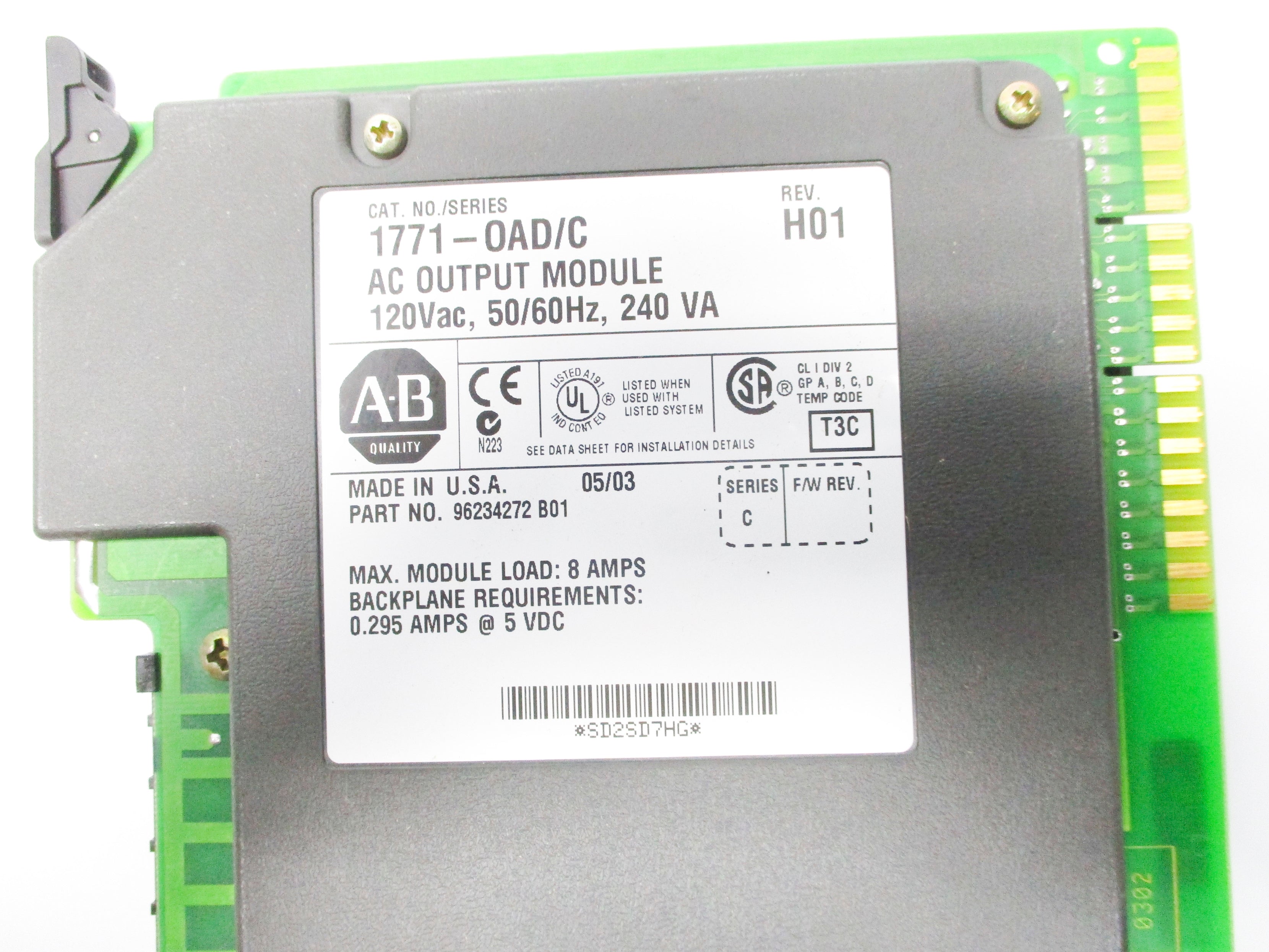 ALLEN BRADLEY 1771-OAD SER. C 120VC/DC 0.295A UNMP