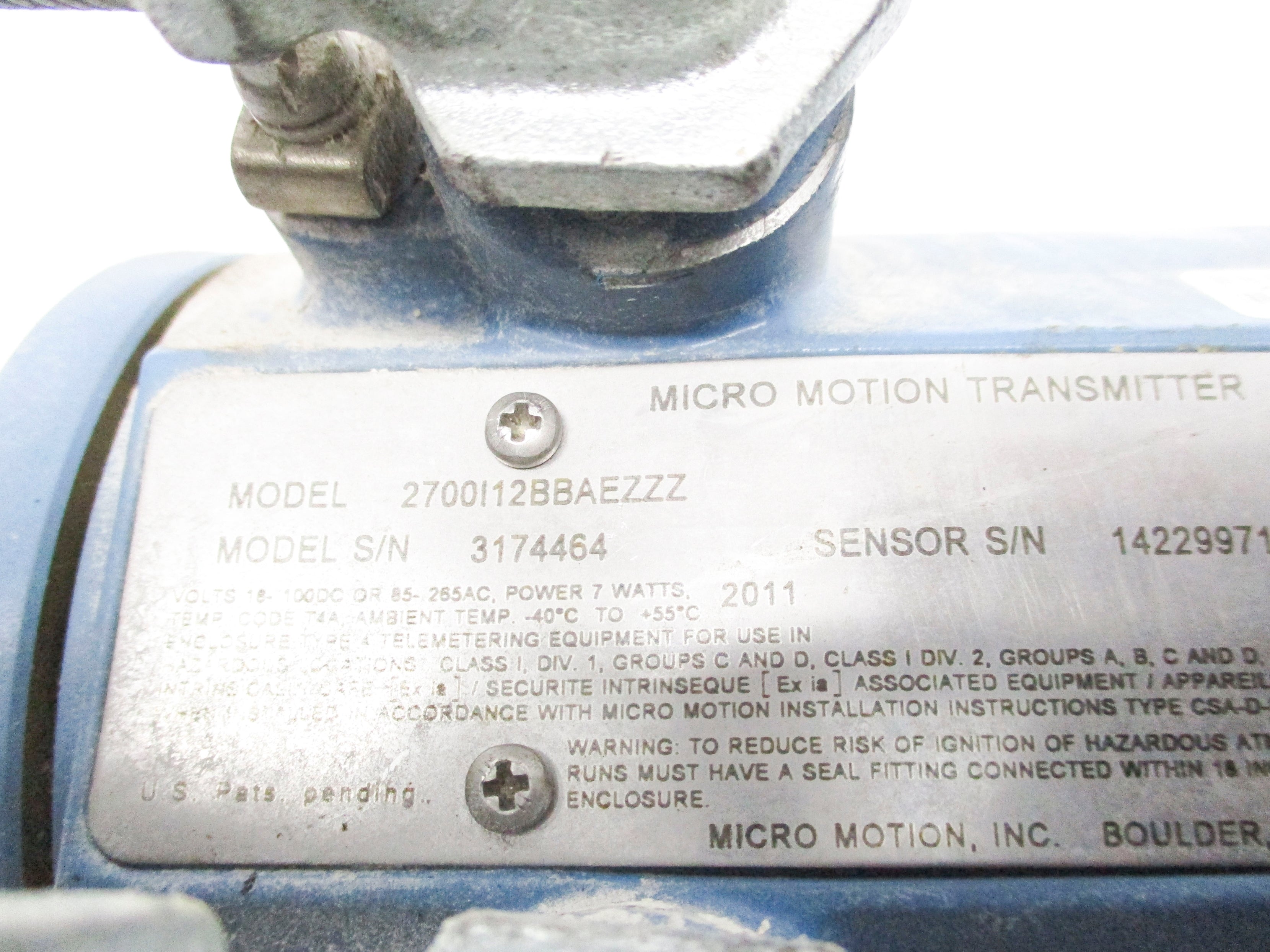 MICRO MOTION F100S138CCAAEZZZZ 2700I12BBAEZZZ UNMP
