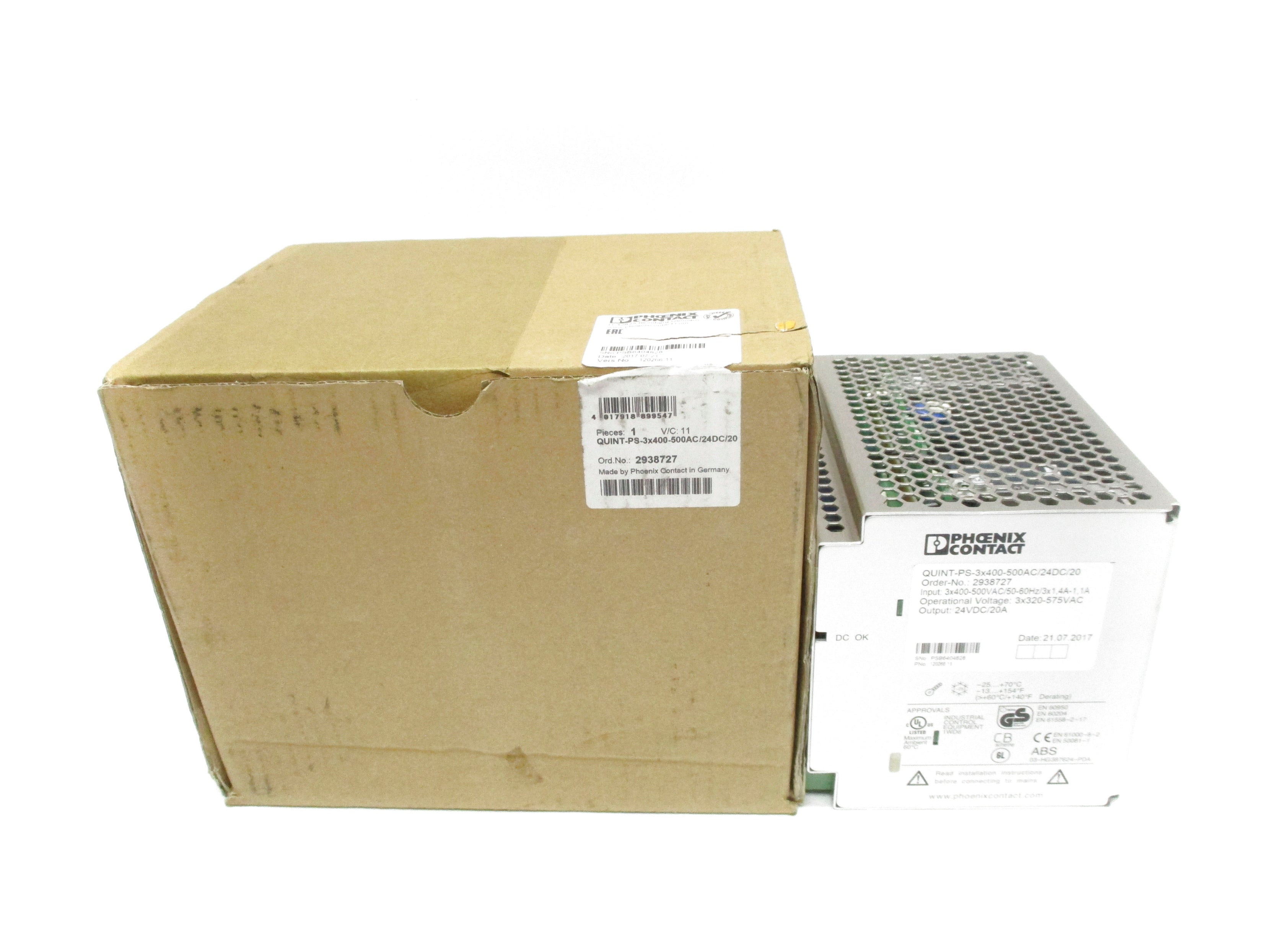 PHOENIX CONTACT QUINT-PS-3X400-500AC/24DC/20 2938727 NSMP