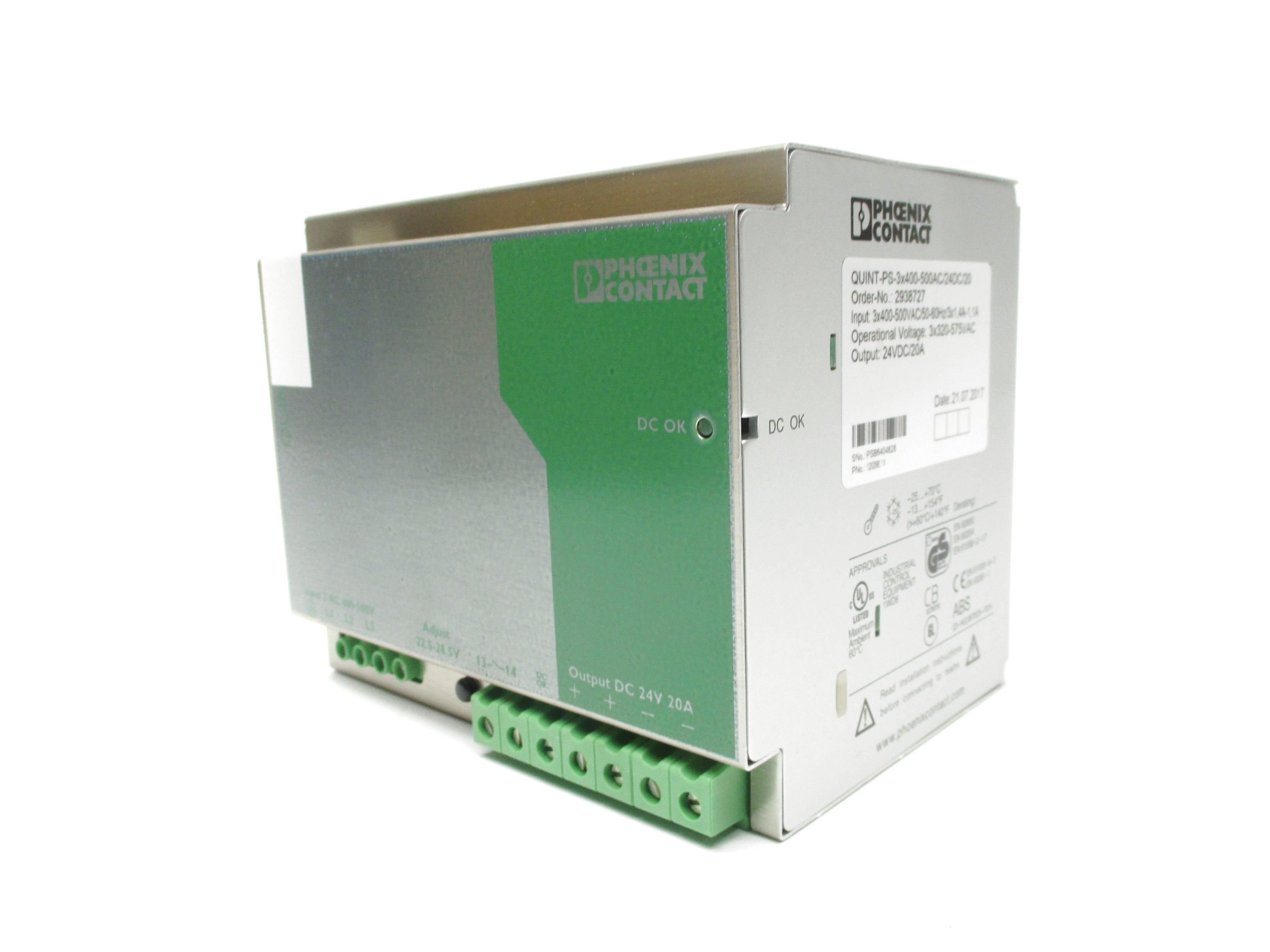 PHOENIX CONTACT QUINT-PS-3X400-500AC/24DC/20 2938727 NSMP