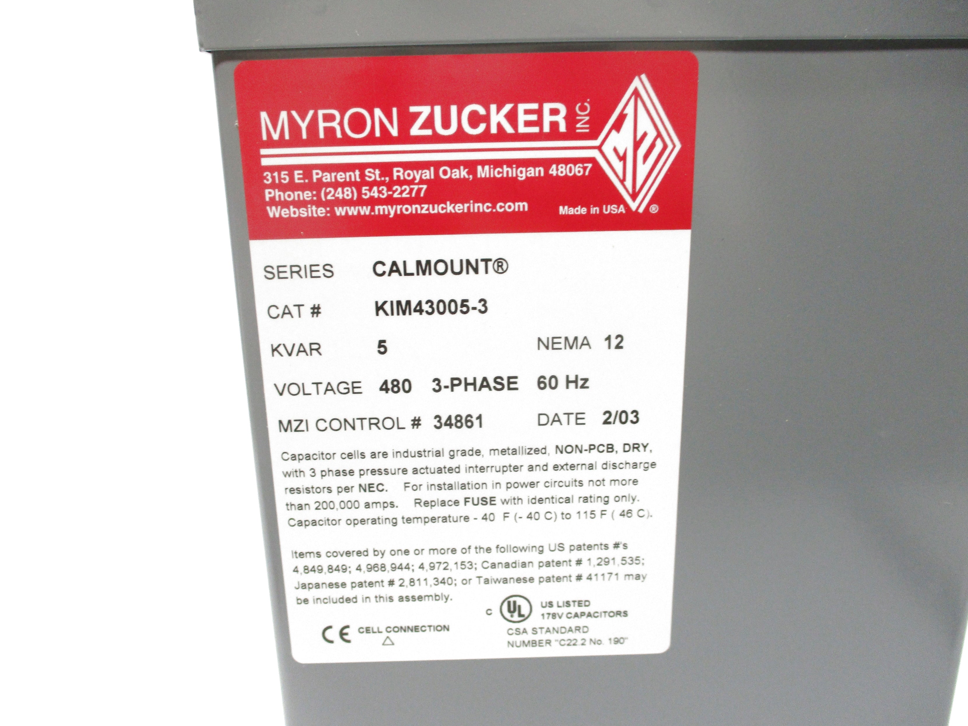 MYRON ZUCKER KIM43005-3 SER. CALMOUNT NSMP